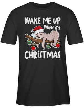 Shirtracer T-Shirt Wake me up when it's christmas - weiß Weihachten Kleidung