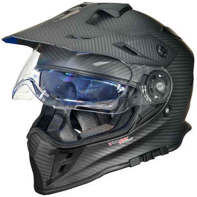 rueger-helmets Motorradhelm RX-967 Crosshelm Integralhelm Quad Cross Enduro Motocross Offroad Helm PinlockRX-967 Karbon Grafik XS