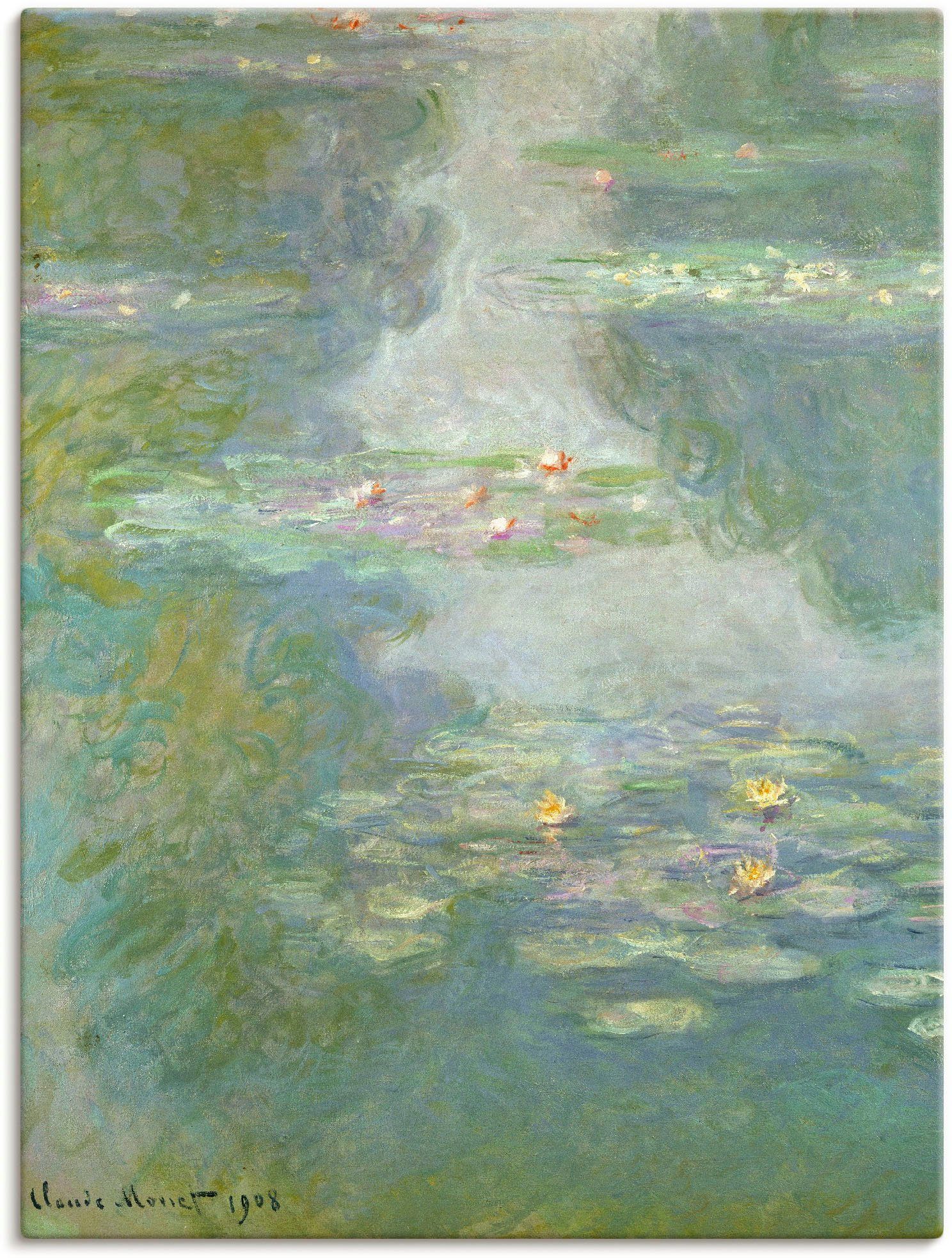 Artland Leinwandbild Seerosen (Wasserlandschaft). 1908., Blumen (1 St), auf Holzrahmen gespannt