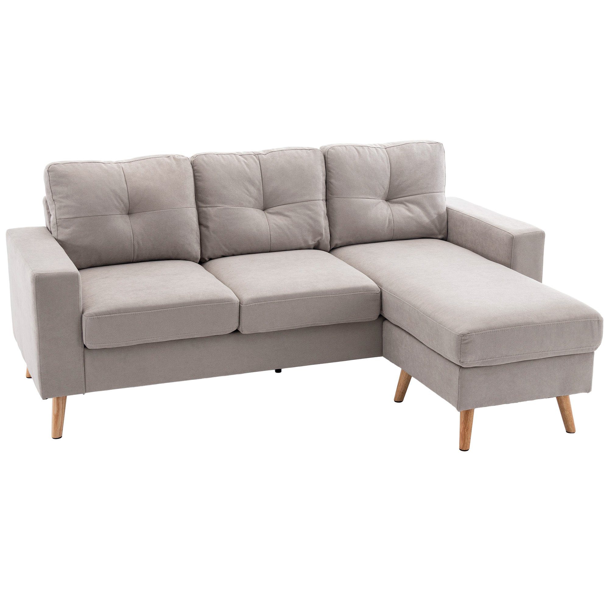 3-Sitzer Eckcouch in L-Form, Eckgarnitur in Leinenoptik