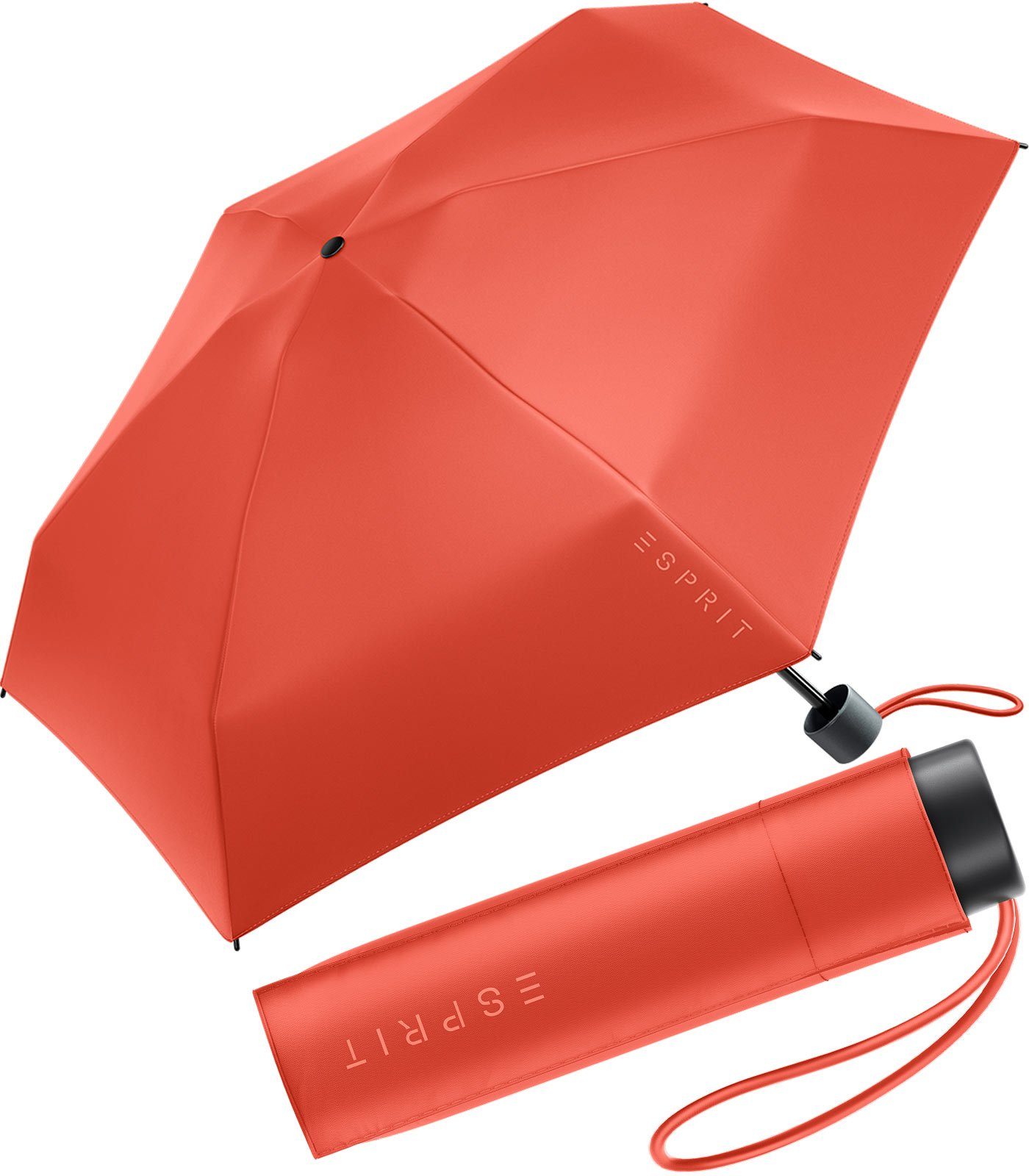 Esprit Langregenschirm Damen Super Mini Regenschirm Petito HW 2023, in den neuen Trendfarben - spicy orange