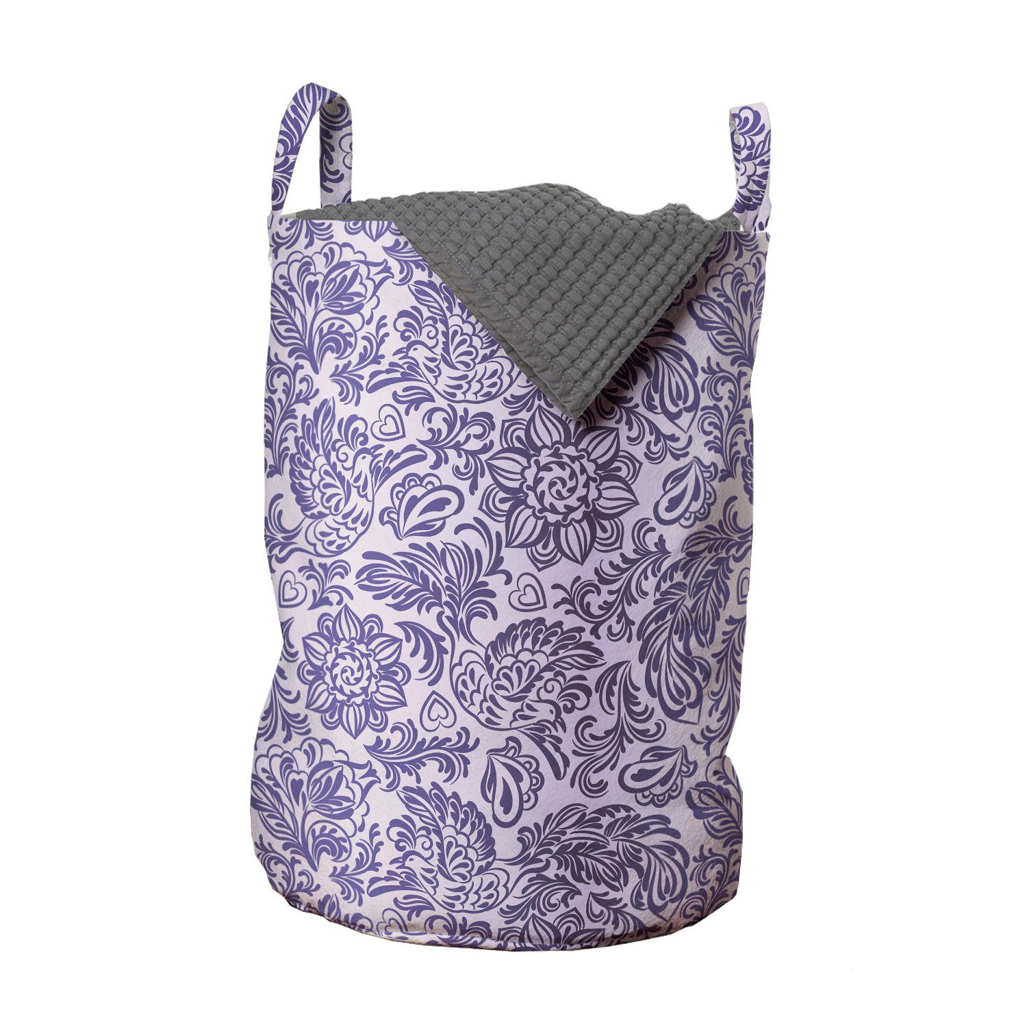 Abakuhaus Wäschesäckchen mit Wäschekorb Damast Waschsalons, für Barock Griffen Kordelzugverschluss Blumen-Vogel-Motive
