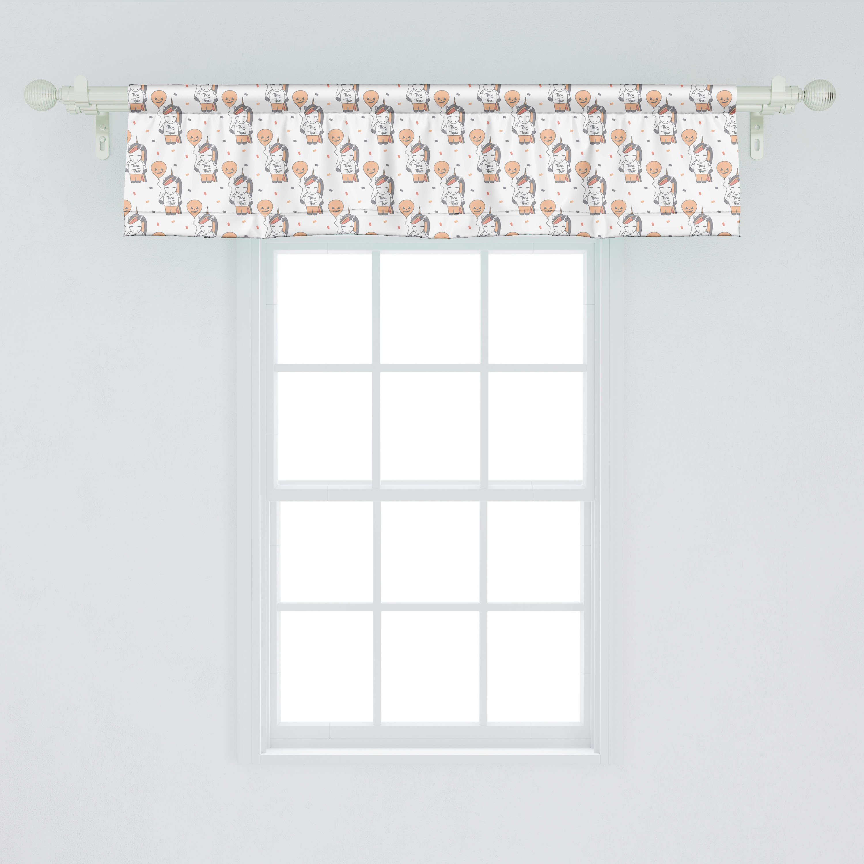 Vorhang Küche Microfaser, Stangentasche, Schlafzimmer Unicorns-Holding-Ballone mit Halloween Dekor Volant Abakuhaus, Scheibengardine für