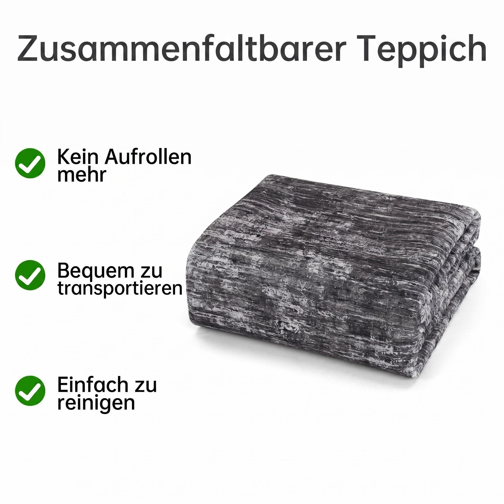 GarveeMore Teppich mit Struktur-Optik für Wohnzimmer & Schlafzimmer & Flur, faltbar, rechteckig, Höhe: 6 mm, maschinenwaschbar, TPR-Rückseite – Bild 4 von 5