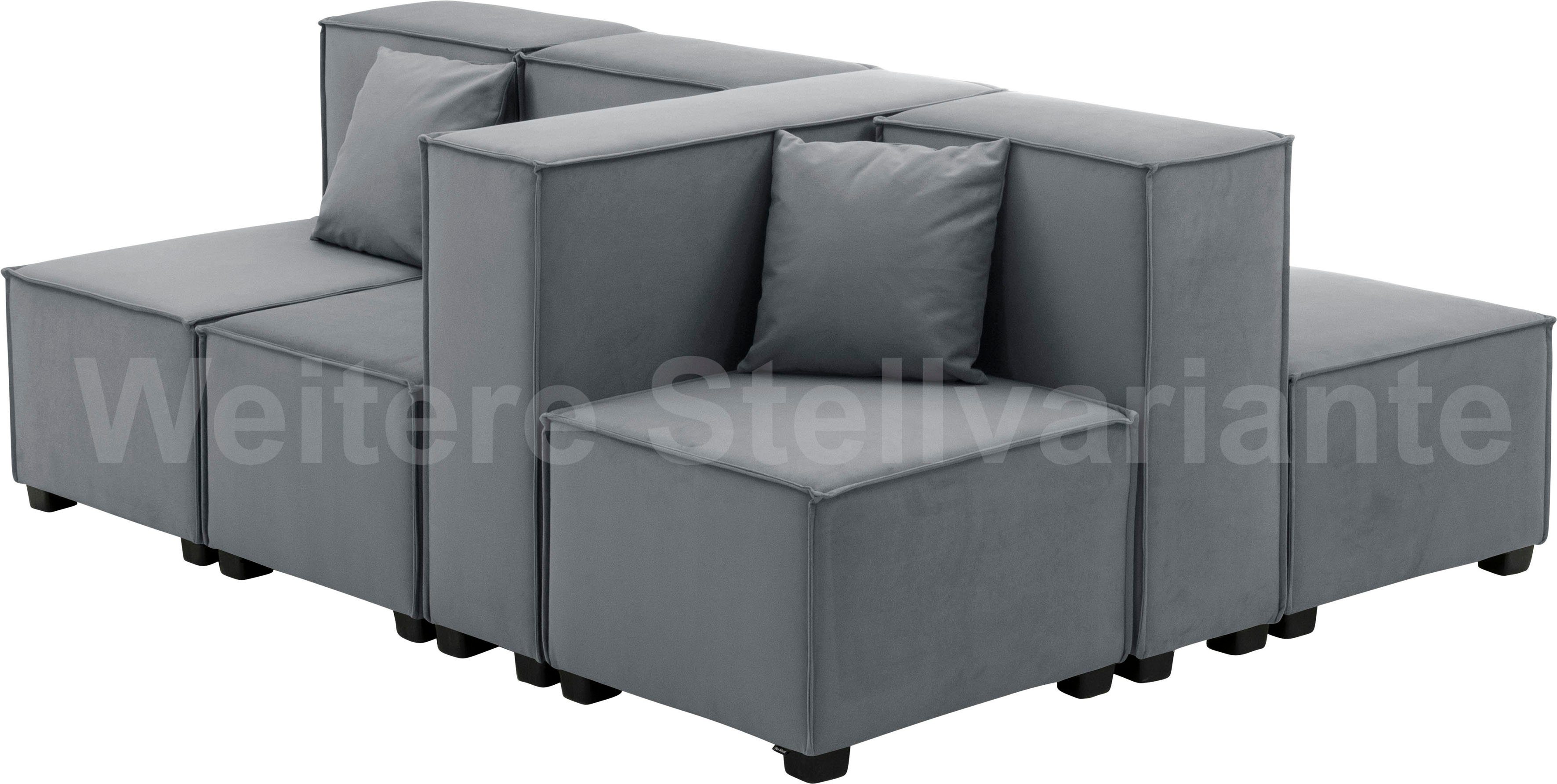 05 2 kombinierbar grau 8 inklusive Wohnlandschaft Set, MOVE, aus Max Zierkissen, Sofa-Set Winzer® Sitz-Elementen,
