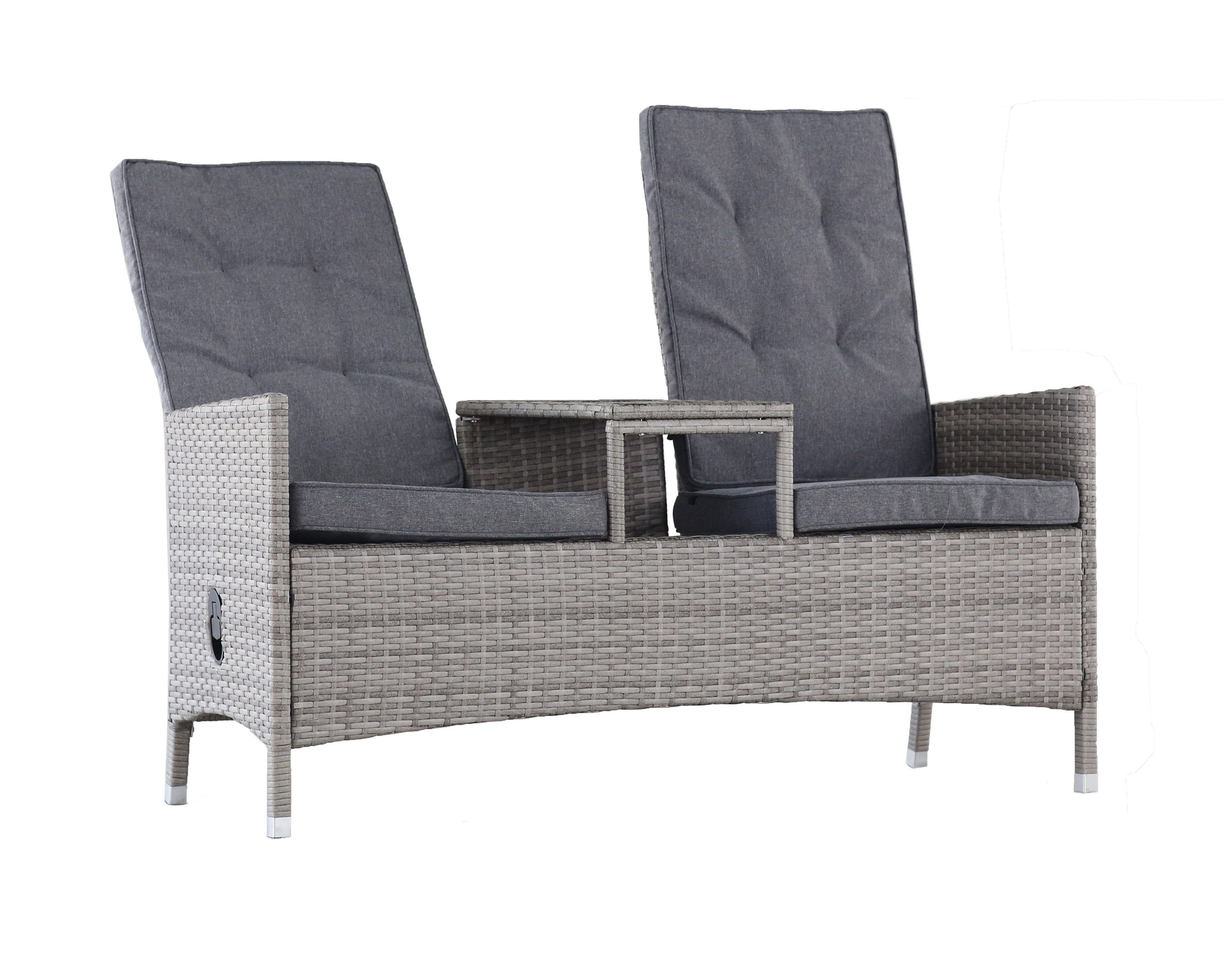MANDALIKA Garden Gartenbank Loveseat (Spar-Set, 1-St., inkl. Kissen), mit verstellbaren Rückenlehnen / wetterfest / 240 kg Tragkraft