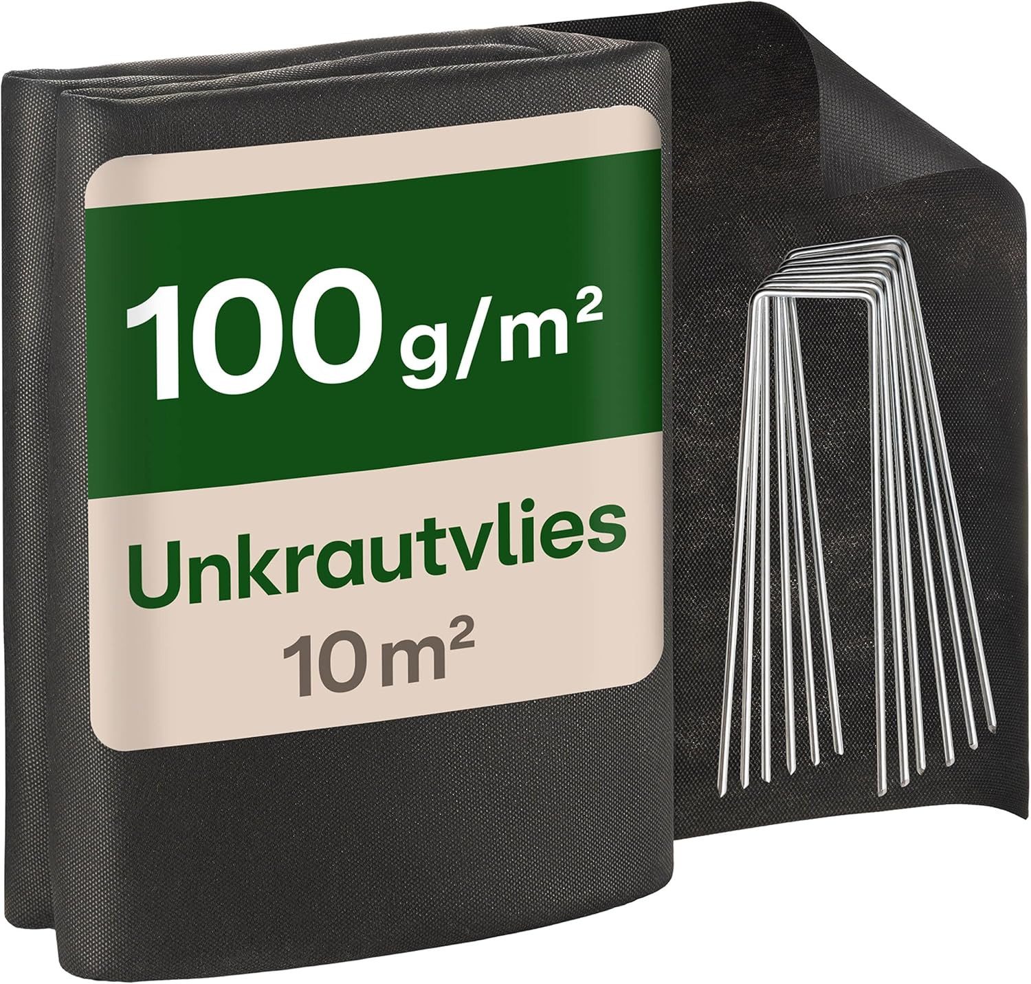 Praknu Gartenvlies Unkrautvlies 100g/m² 10m² (2x5m) - 8 Erdanker UV-Stabil & Reißfest, (10m² Set, 1-St., 100g/m² Unkrautvlies 10m² mit 8 Erdankern wasserdurchlässig), Wasserdurchlässig, UV-Stabil, Reißfest, Chemiefrei, Nachhaltig