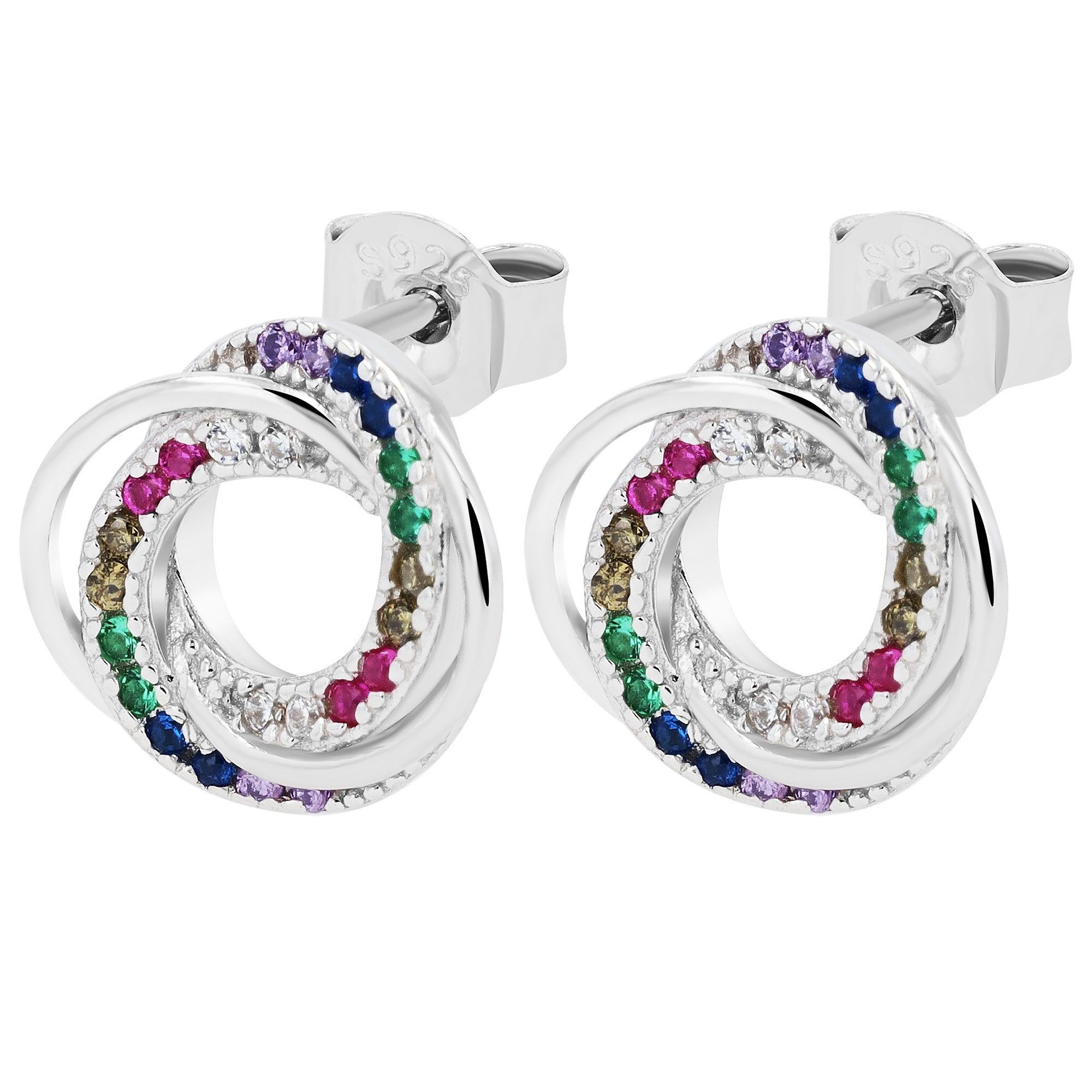 Adelia´s Paar Ohrhänger Damen Ohrstecker aus rhodiniertem 925 Sterling Silber