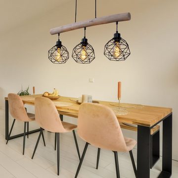 etc-shop LED Pendelleuchte, Leuchtmittel inklusive, Warmweiß, Farbwechsel, Vintage Decken Lampe dimmbar Fernbedienung Holz Balken