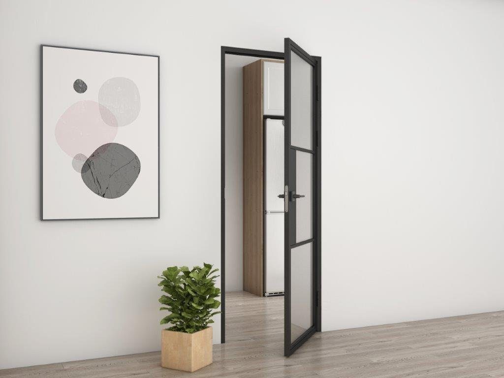 inova wohnen Zimmertür Glastür mit Stahlrahmen satiniertes Glas (Komplett S günstig online kaufen