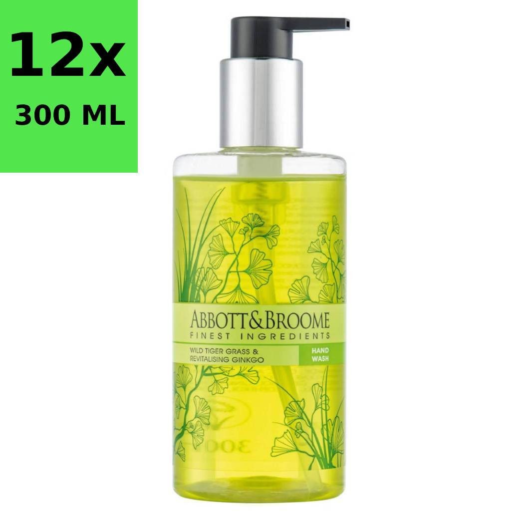 Abbott&Broome Flüssigseife Vegane Lotion Handseife Handwaschseife Pumpspender, 12-tlg., Tigergrass & Ginko