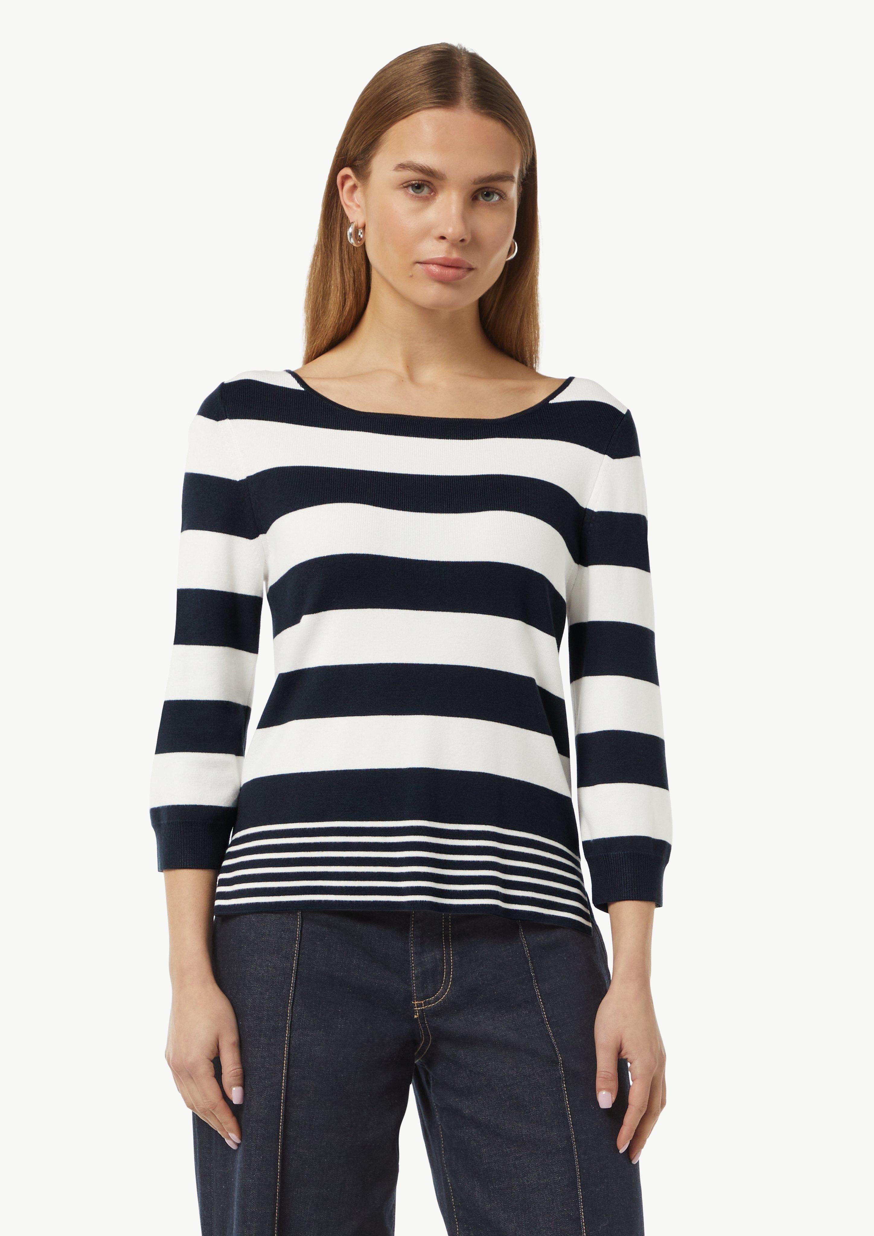 3/4 Arm-Pullover Strickpullover mit seitlich geschlitztem Saum