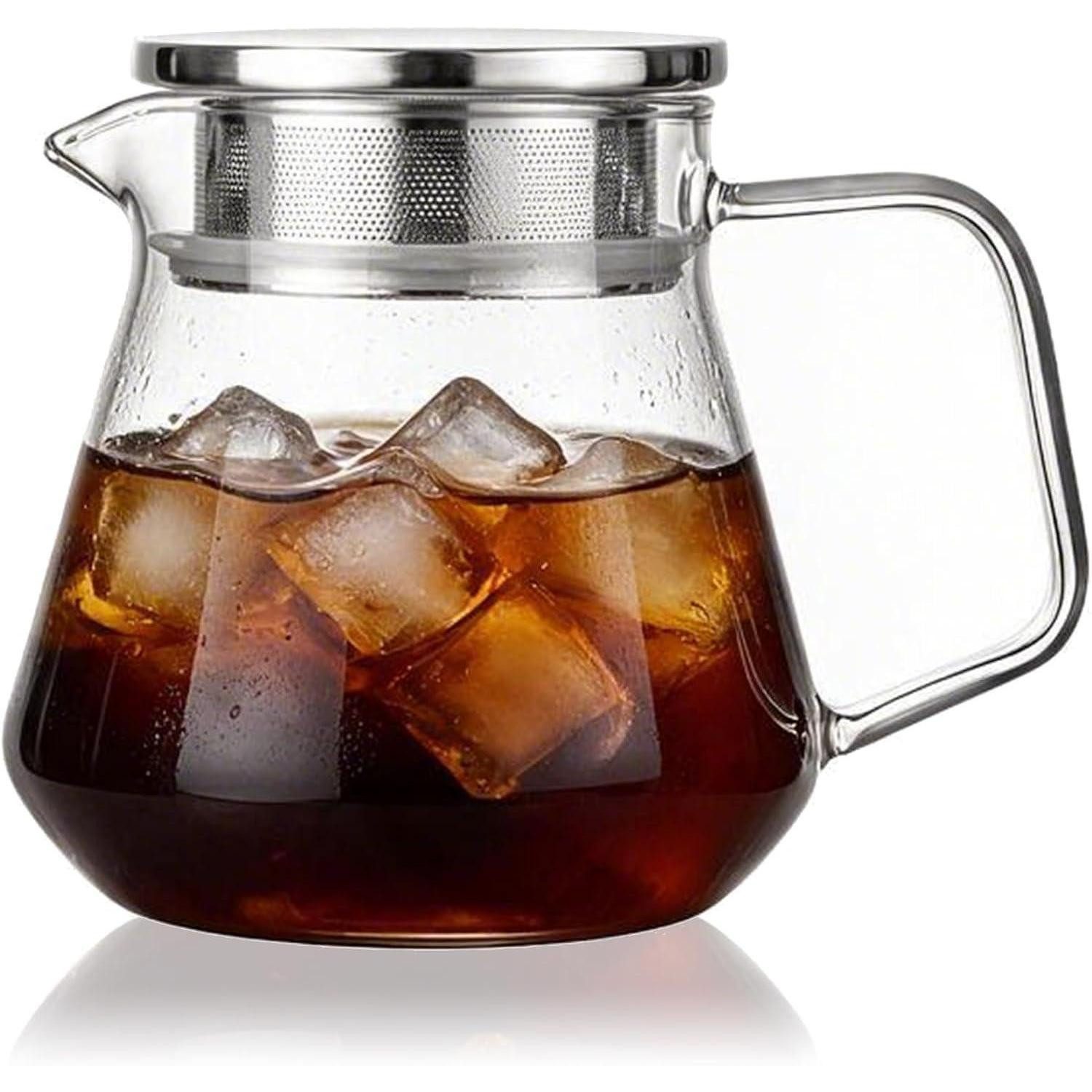 LuxusKollektion Teekanne Teekanne Glas 600ml Edelstahlfilter Herdgeeignet