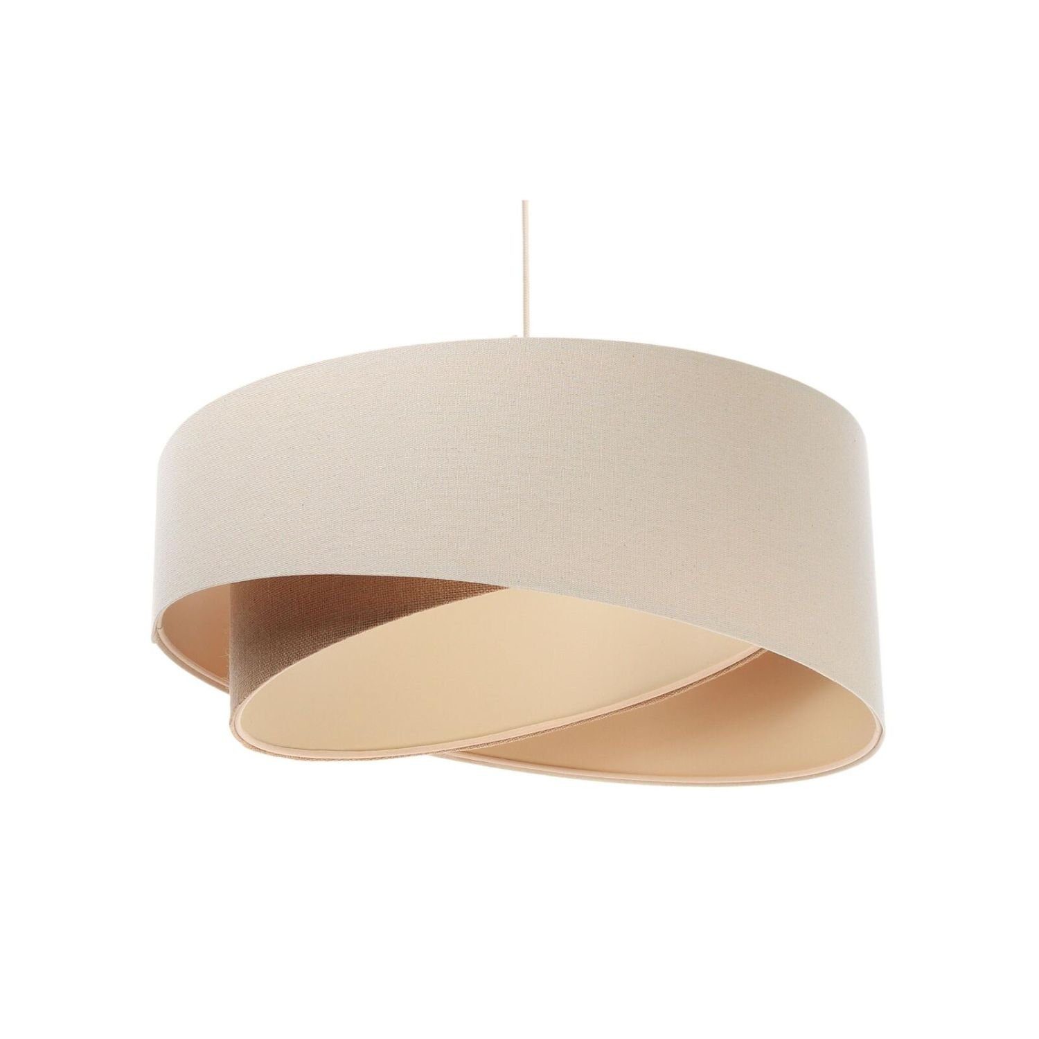 Licht-Erlebnisse Pendelleuchte RIVAS, ohne Leuchtmittel, Weiß Creme Beige E27 Ø 50 cm Stoff Metall Modern Wohnzimmer