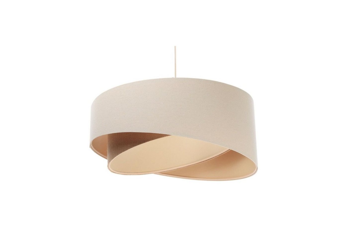 Licht-Erlebnisse Pendelleuchte RIVAS, ohne Leuchtmittel, Weiß Creme Beige E27 Ø 50 cm Stoff Metall Modern Wohnzimmer
