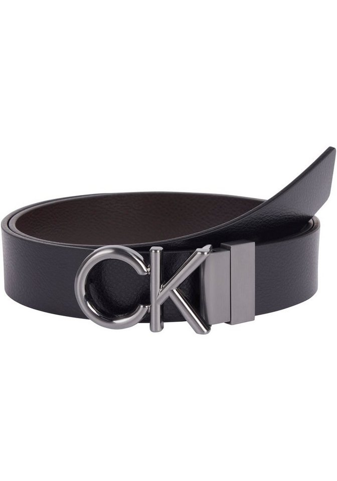 Calvin Klein Ledergürtel mit Monogramm-Schnalle aus Metall