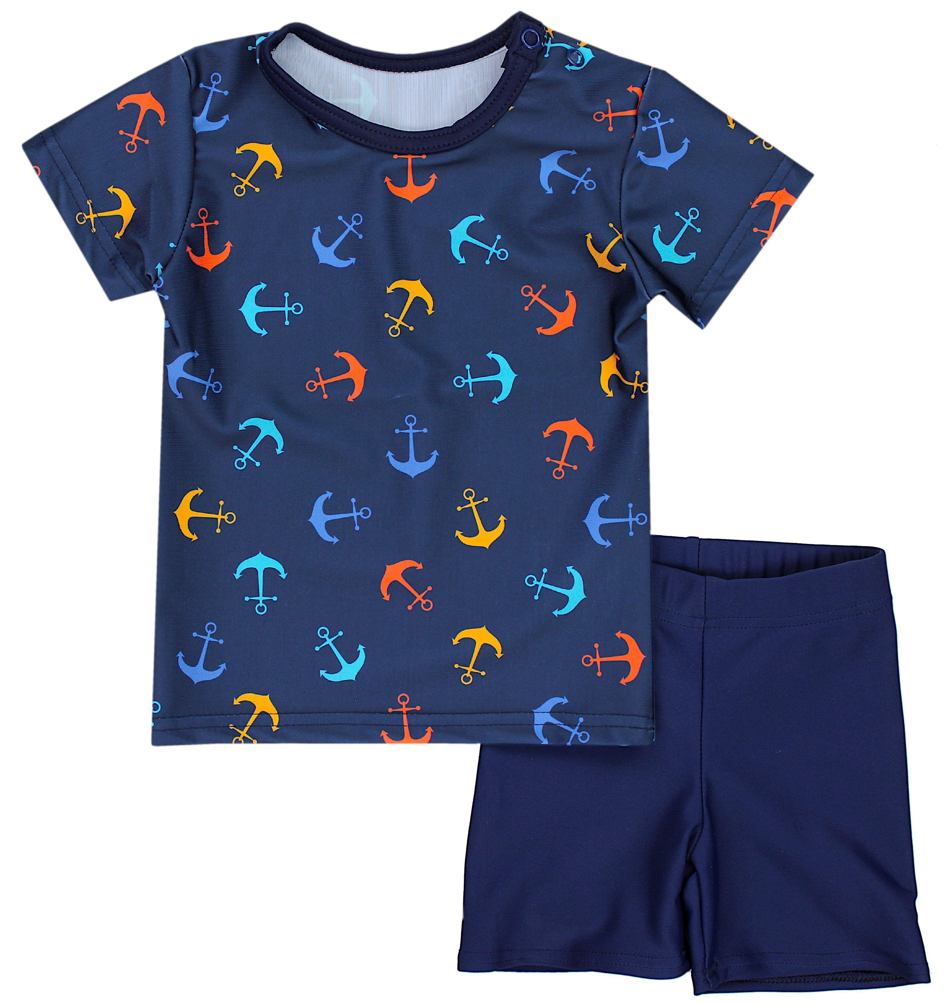 T-Shirt UV-Schutz Dunkelblau Baby / Zweiteiliger Anker Badehose Aquarti Blau Kinder Jungen Orange Badeanzug Badeanzug