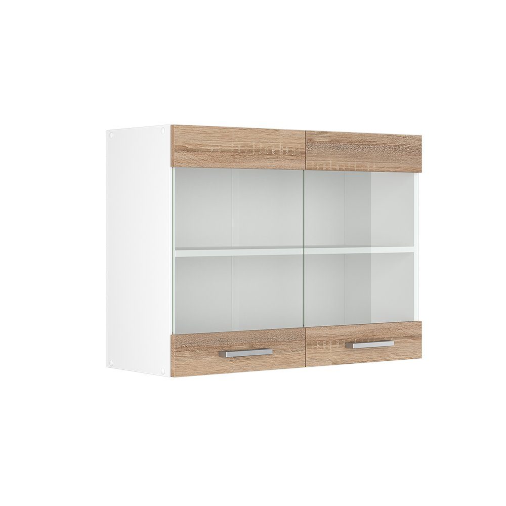 Vicco Hängeschrank Hängeglasschrank 80 cm R-Line Weiß Sonoma