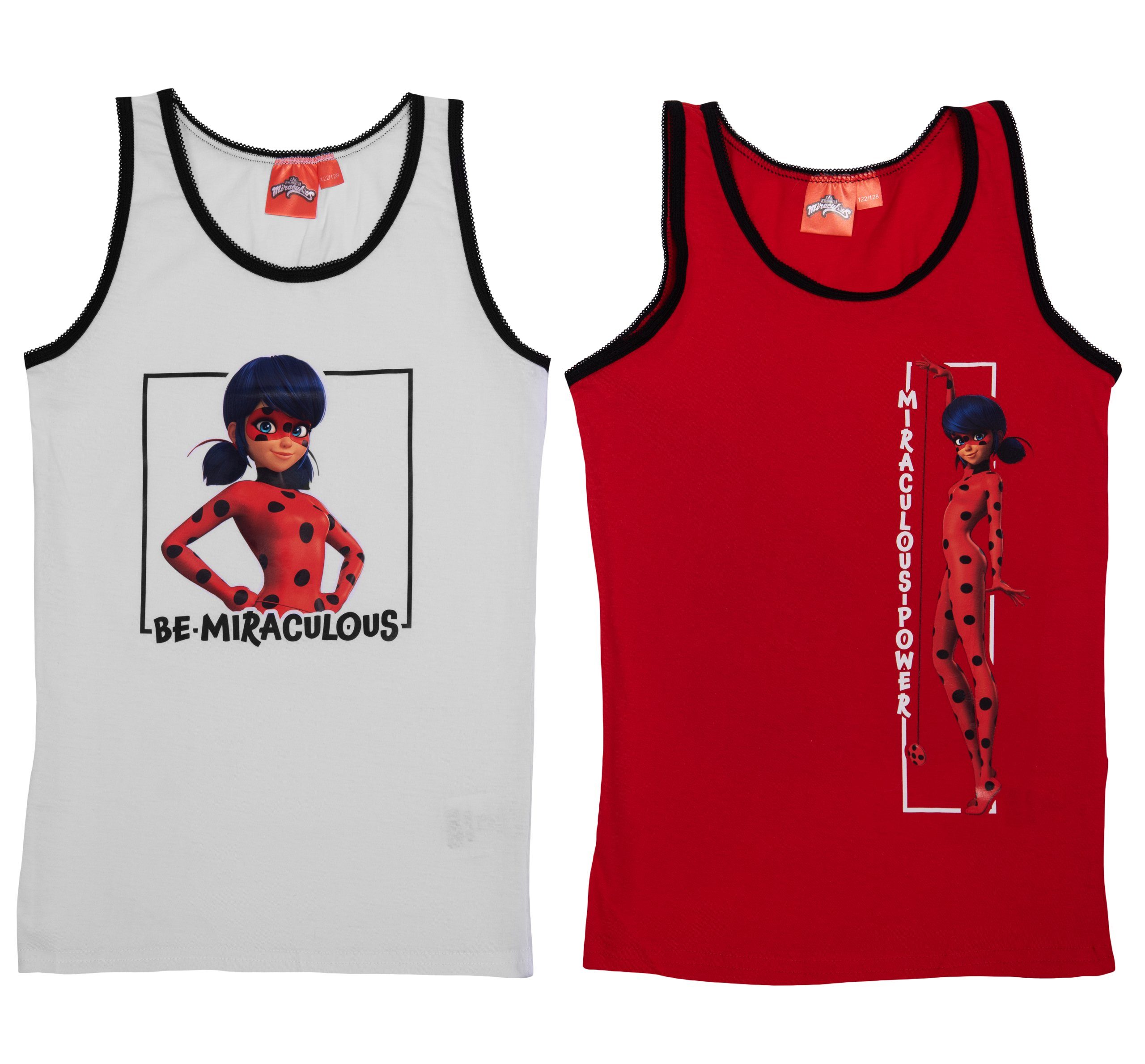 Unterhemd Miraculous Mädchen Rot/Weiß für Pack) Labels® United Unterhemd (2er