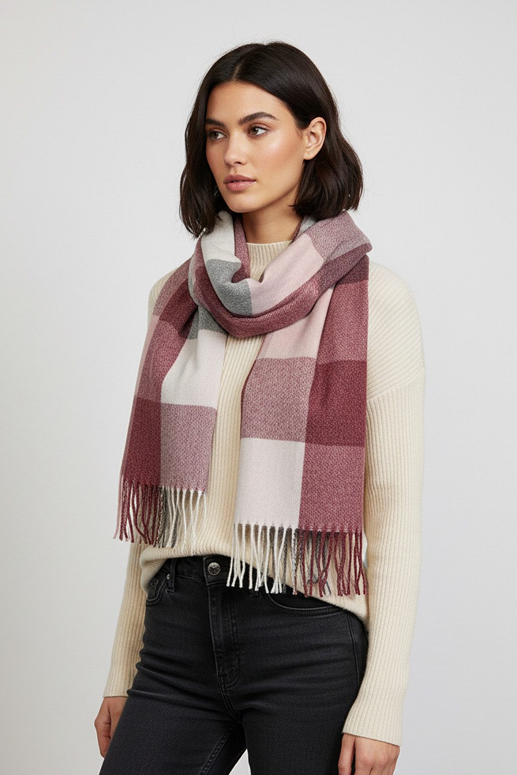 Faera Modeschal Weicher Strick Schal mit Fransen - Stilvoller Winter Halswä günstig online kaufen