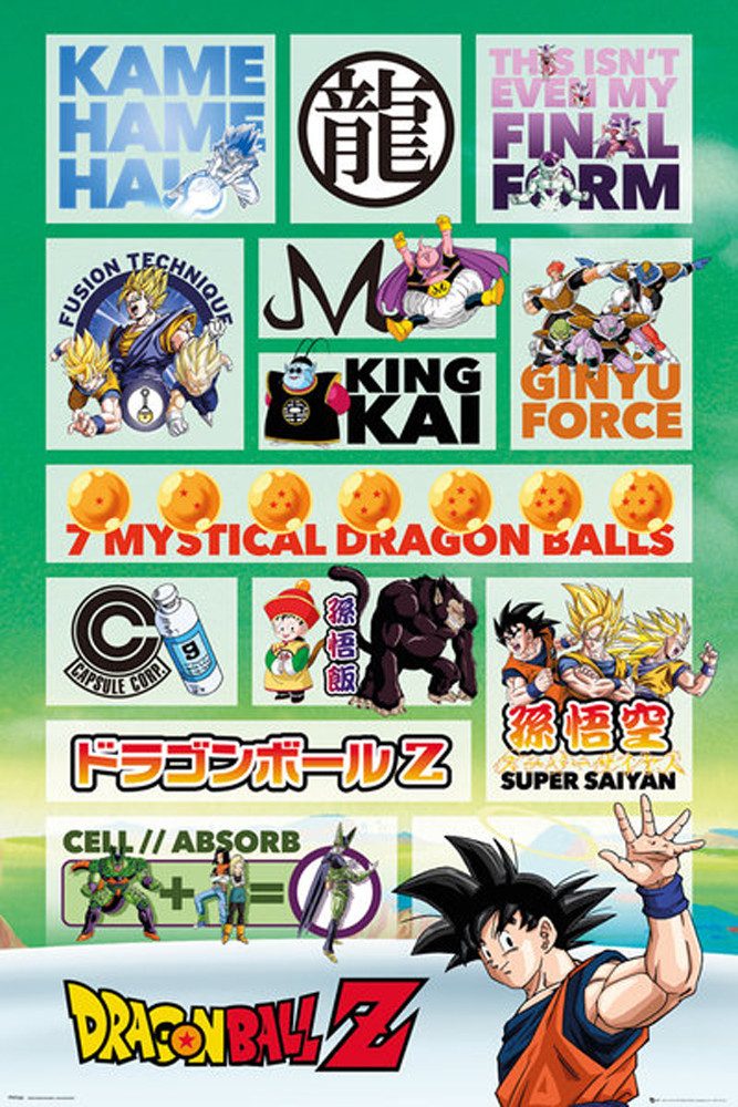 Poster Dragon Ball Z - Плакат - Infographic + Zusatzartikel