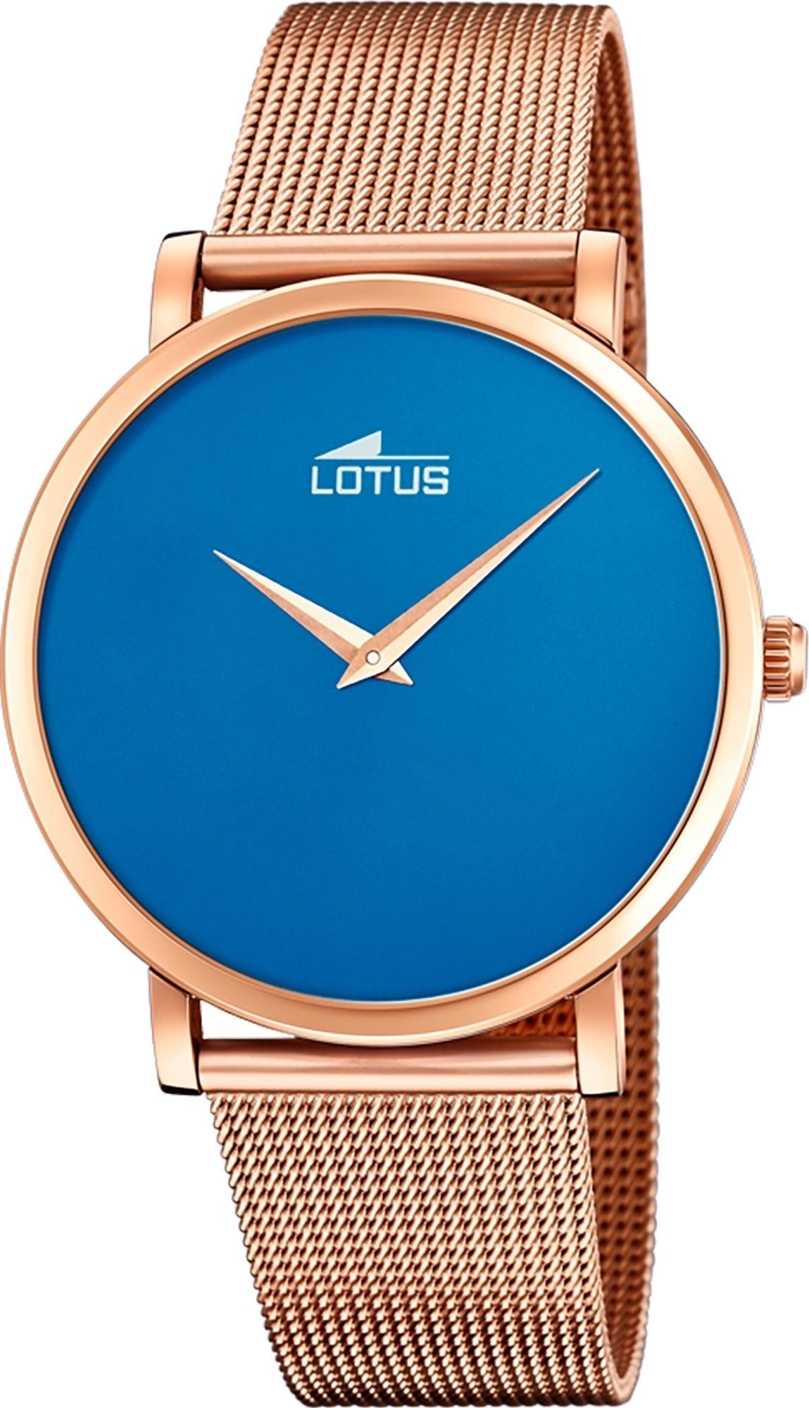 Lotus Quarzuhr Lotus Herren Armbanduhr Minimalist, Herrenuhr rund, groß (ca. 40mm) Edelstahlarmband rosegold
