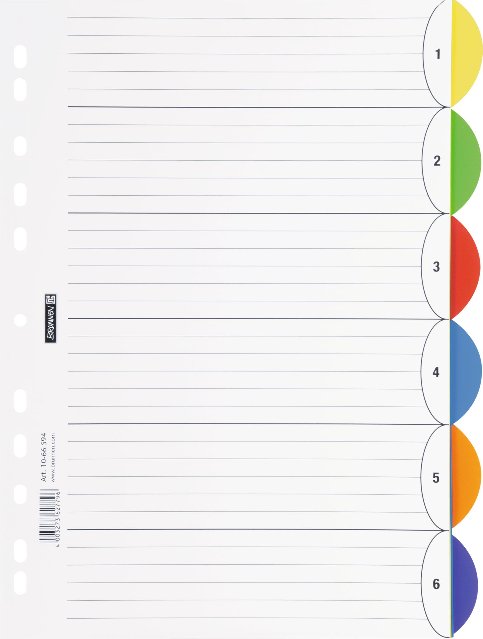 BRUNNEN Aktenordner 10X BRUNNEN 1066594 Ringbuchregister „OFFICE TO GO“, A4, 6 Blatt