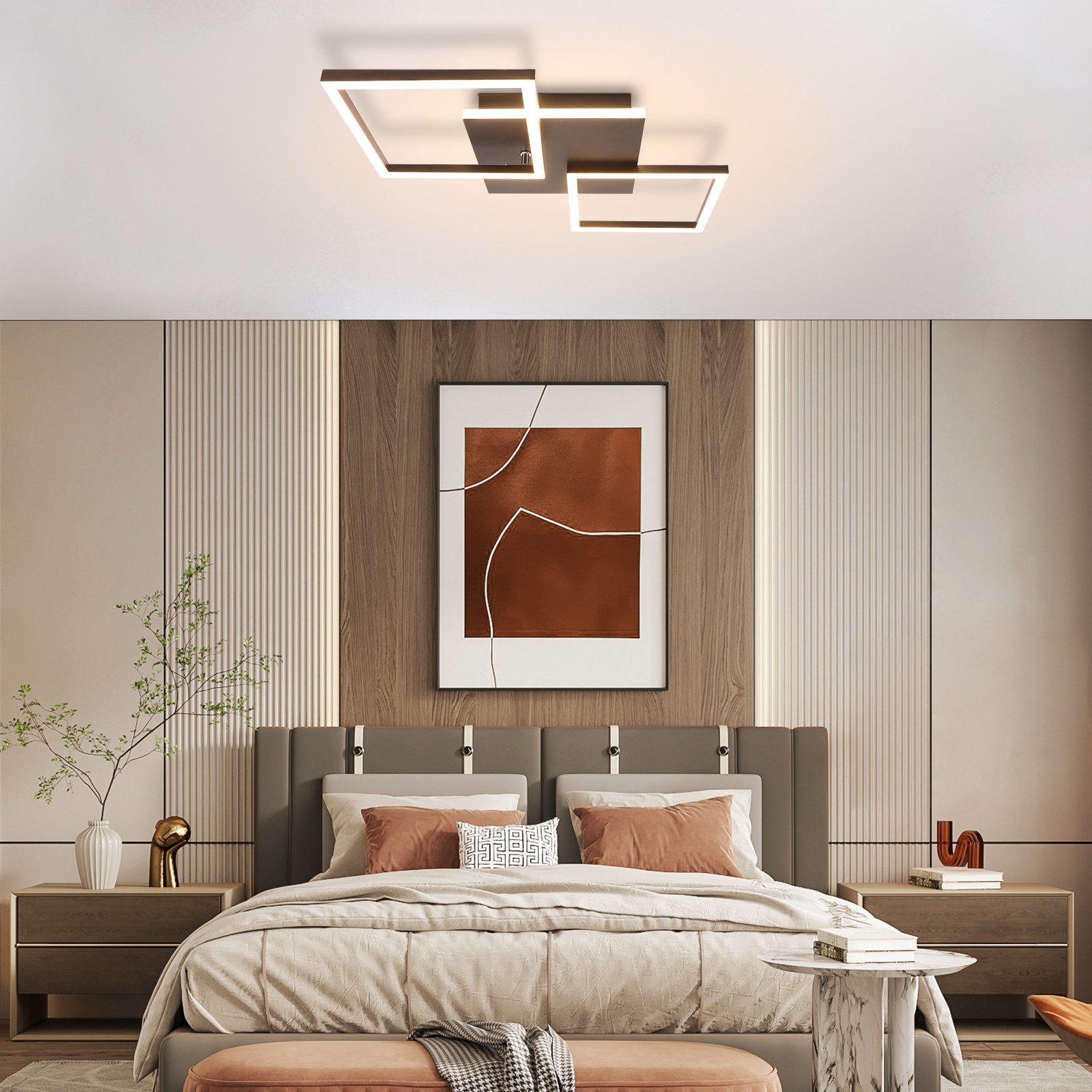 ZMH LED Deckenleuchte Wohnzimmer Schwarz/Weiß 3000-6500K Modern Deckenlampe Küche Büro, LED fest integriert, Warmweiß-Kaltweiß, 32W Küchenlampe Flur mit Fernbed – Bild 4 von 5