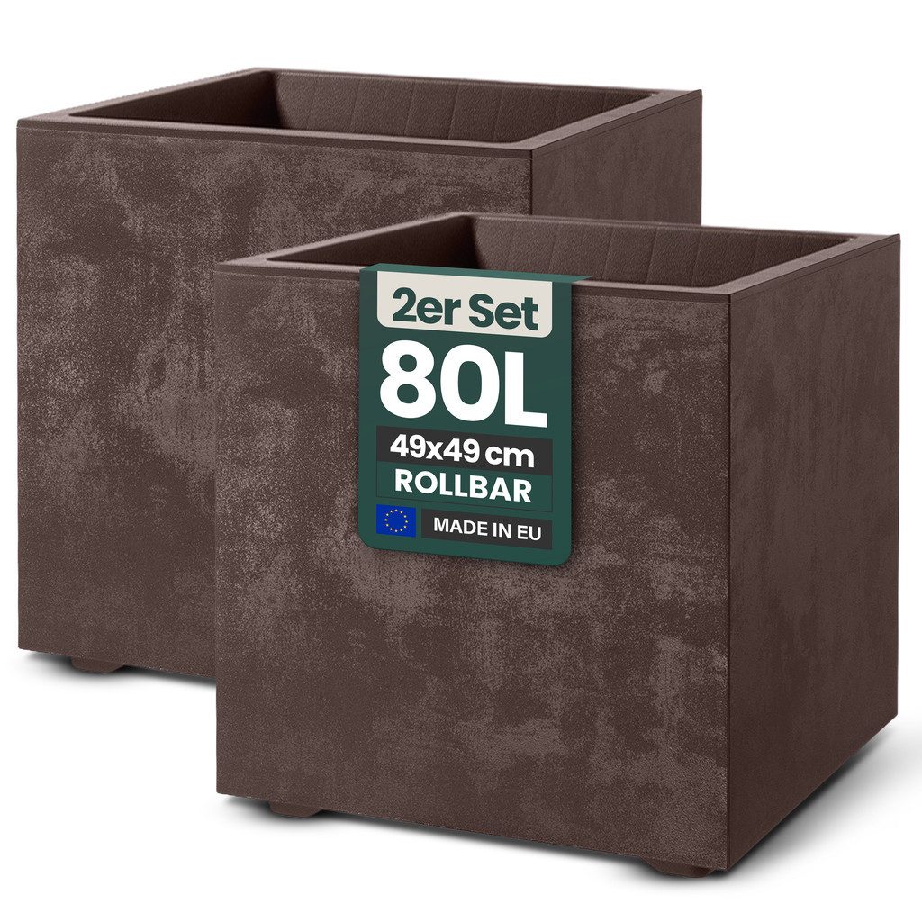 Pflanzkübel 'Millennium' aus Kunststoff 80 Liter, eckig, 2 Stück (Farbe wählbar)