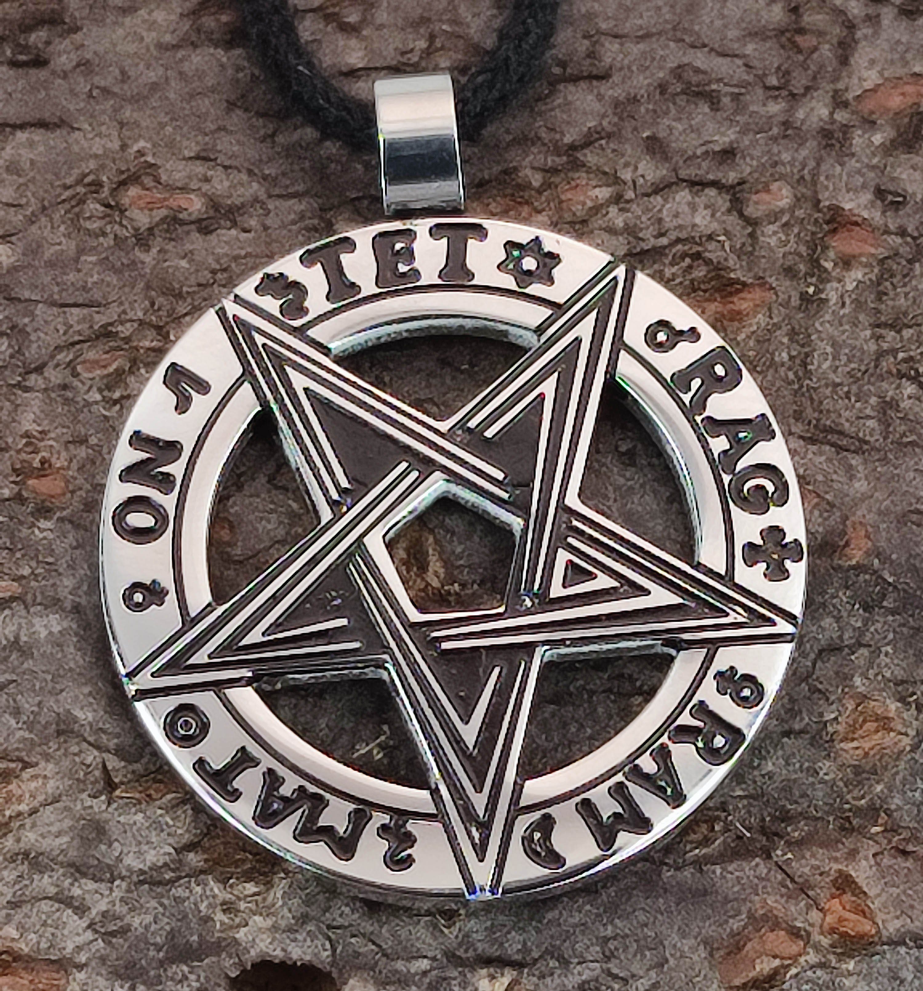 Pentagramm Kiss Leather Luzifer Satan Edelstahl of Kettenanhänger Drudenfuß