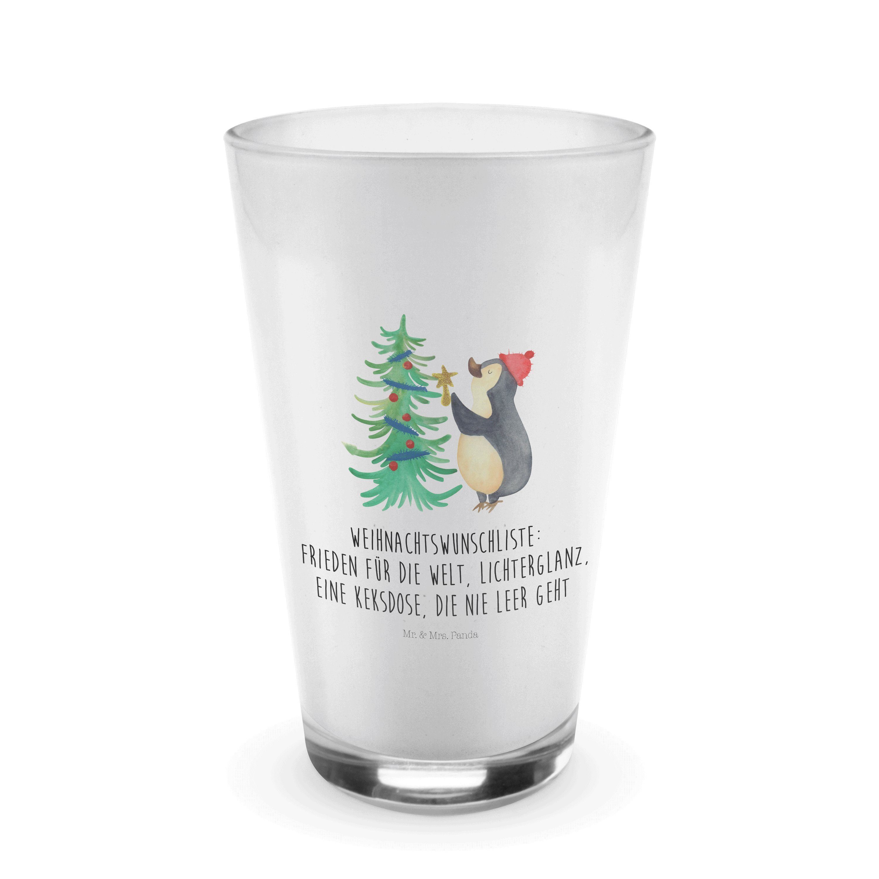 Mr. & Mrs. Panda Glas Pinguin Weihnachtsbaum - Transparent - Geschenk, Winter, Wintermotiv, Premium Glas