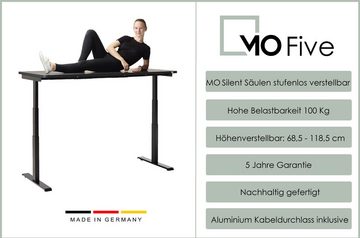 MO Casa Schreibtisch Elektrisch höhenverstellbarer Schreibtisch "MO Five" mit Tischplatte und integriertem Kabeldurchlass - stufenlos verstellbarer Bürotisch (Sitz-Steh Tisch) - nachhaltig in Deutschland gefertigt - ergonomischer Arbeitsplatz, verschiedene Größen und Farben frei wählbar