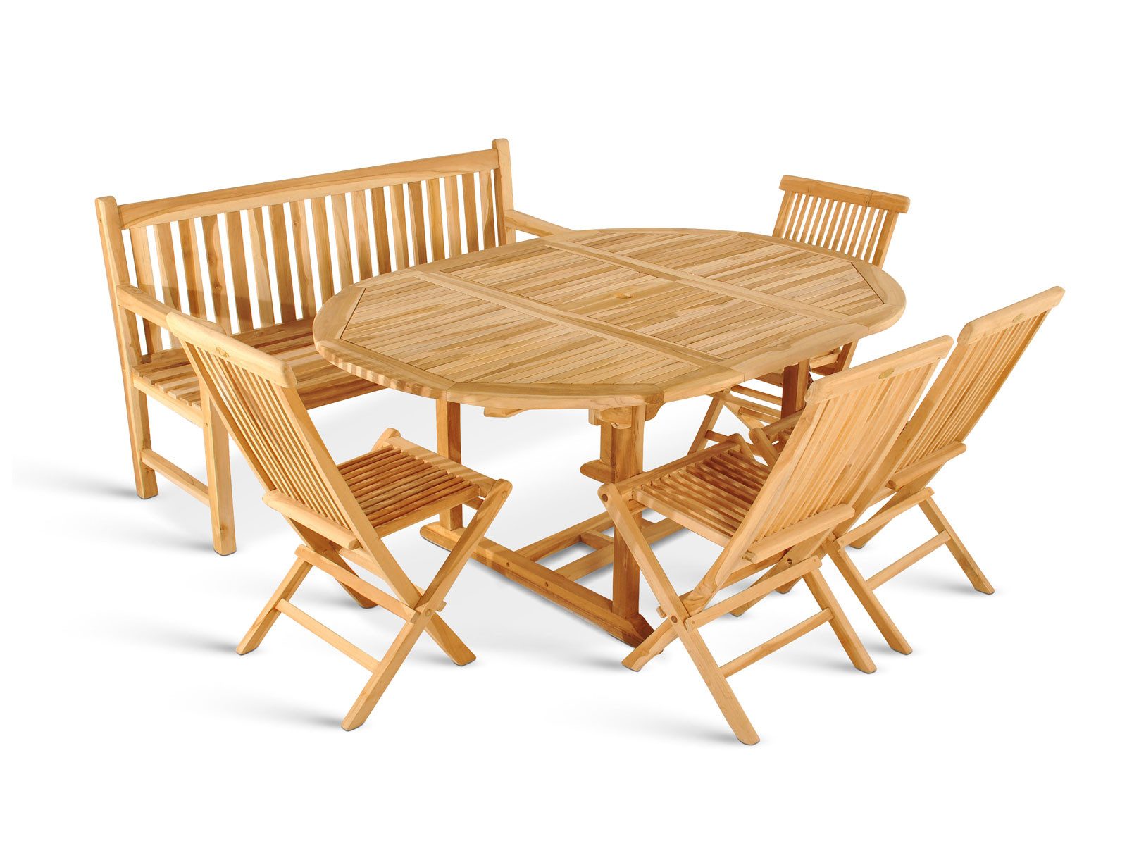 SAM® Garten-Essgruppe Baros/Negros, Set 6tlg, robustes Teakholz, naturfarben, ausziehbar von 120cm - 170cm