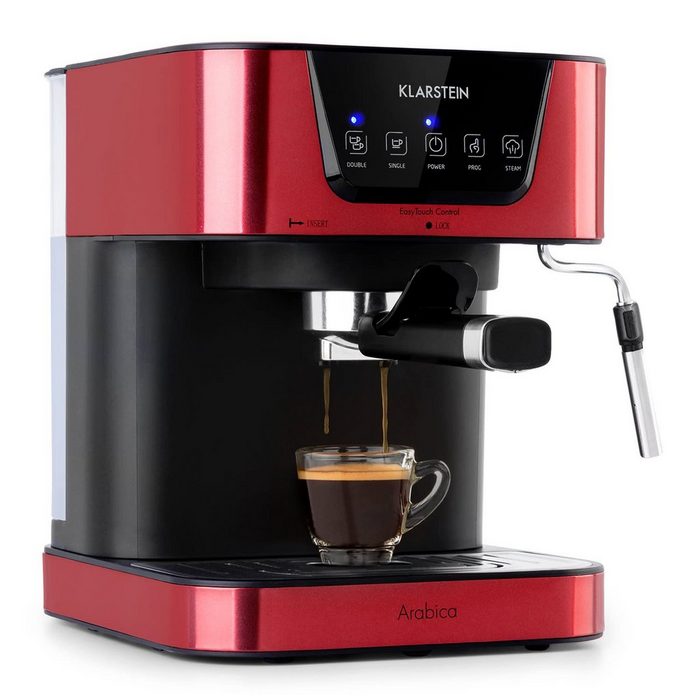 Klarstein Espressomaschine TK8-ArabicaespressoR 1.5l Kaffeekanne Leichte Handhabung: Touch-Bedienfeld und LED-Display