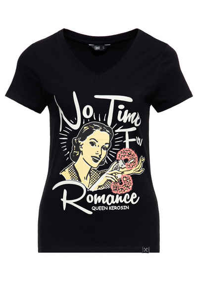 QueenKerosin Print-Shirt No Time For Romance (1-tlg) mit Front-Print im 50s Style