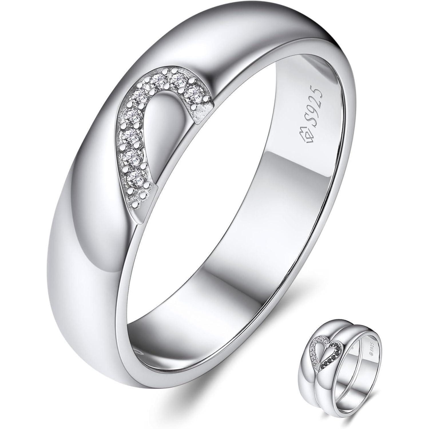 LuxusKollektion Partnerring Partnerring für sie und ihn 925 Sterling Silber Moissainte Ehering