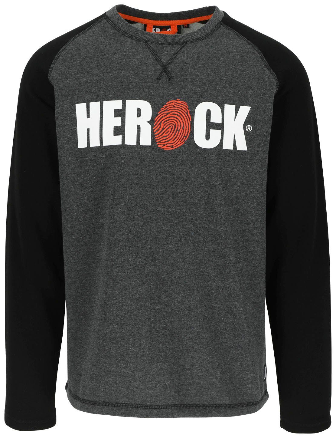 ROLES Herock®- Sweater Rundhals, Herock mit Schwarz/Grau Aufdruck, Langarmshirt 2-Farbig T-Shirt/Sweater,