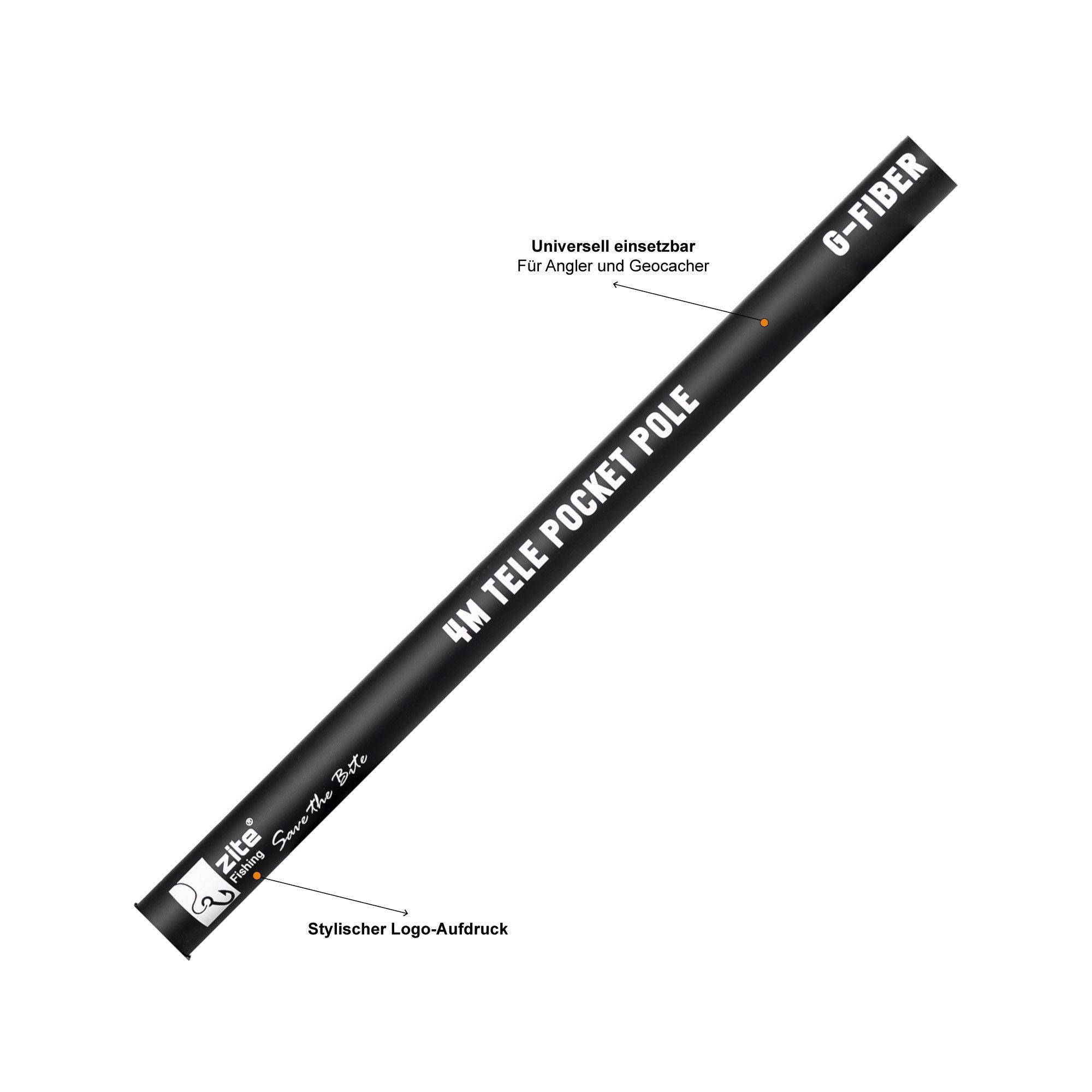 Zite Stipprute 4m Teleskoprute aus Glasfaser-Material Stippangel mit Tasche