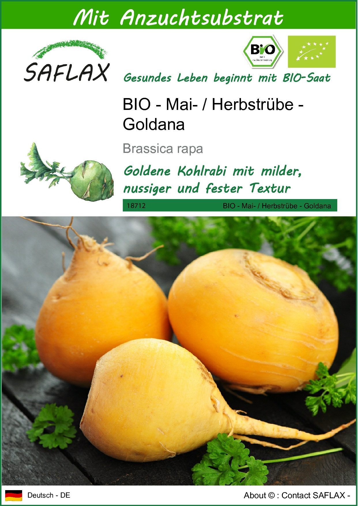 Gemüsesamen SAFLAX - Samen und Substrat - BIO - Mai- / Herbstrübe - Goldana
