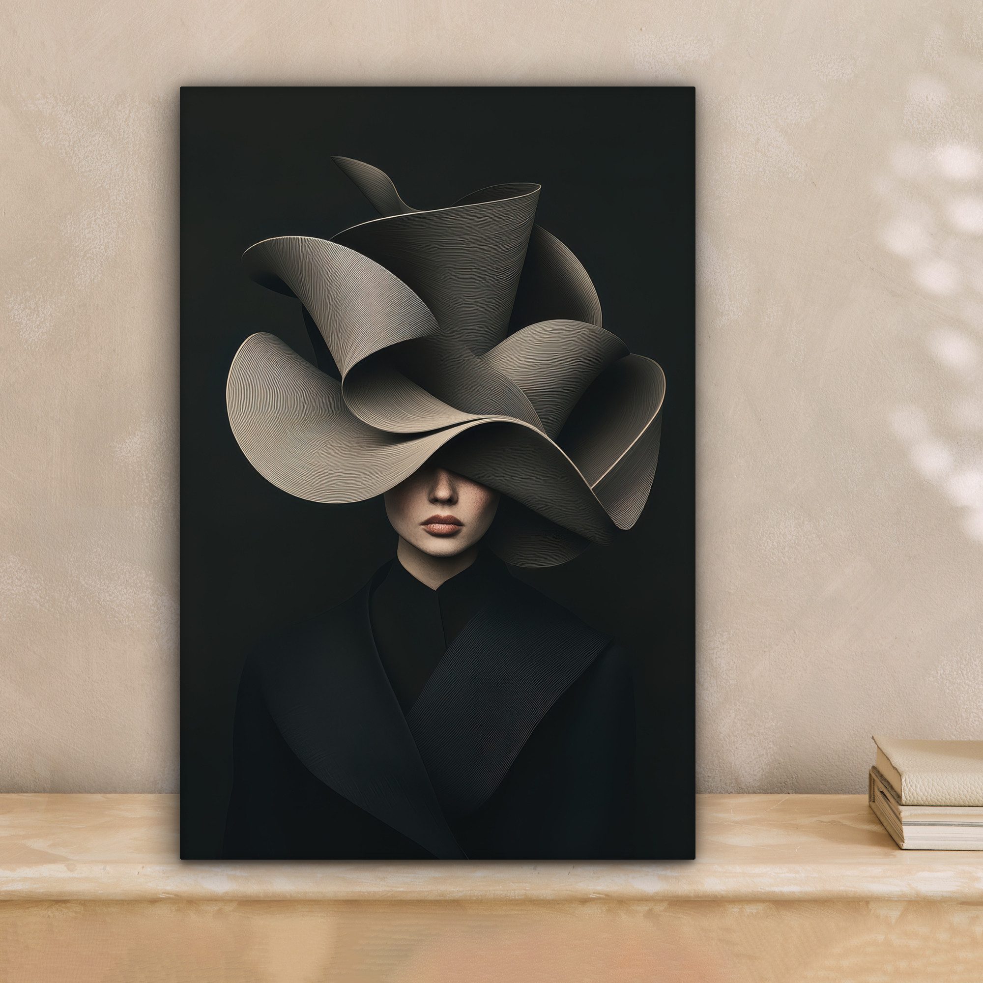 OneMillionCanvasses® Leinwandbild Schwarz - Hut - Frau, Fotodruck (1 St), L günstig online kaufen
