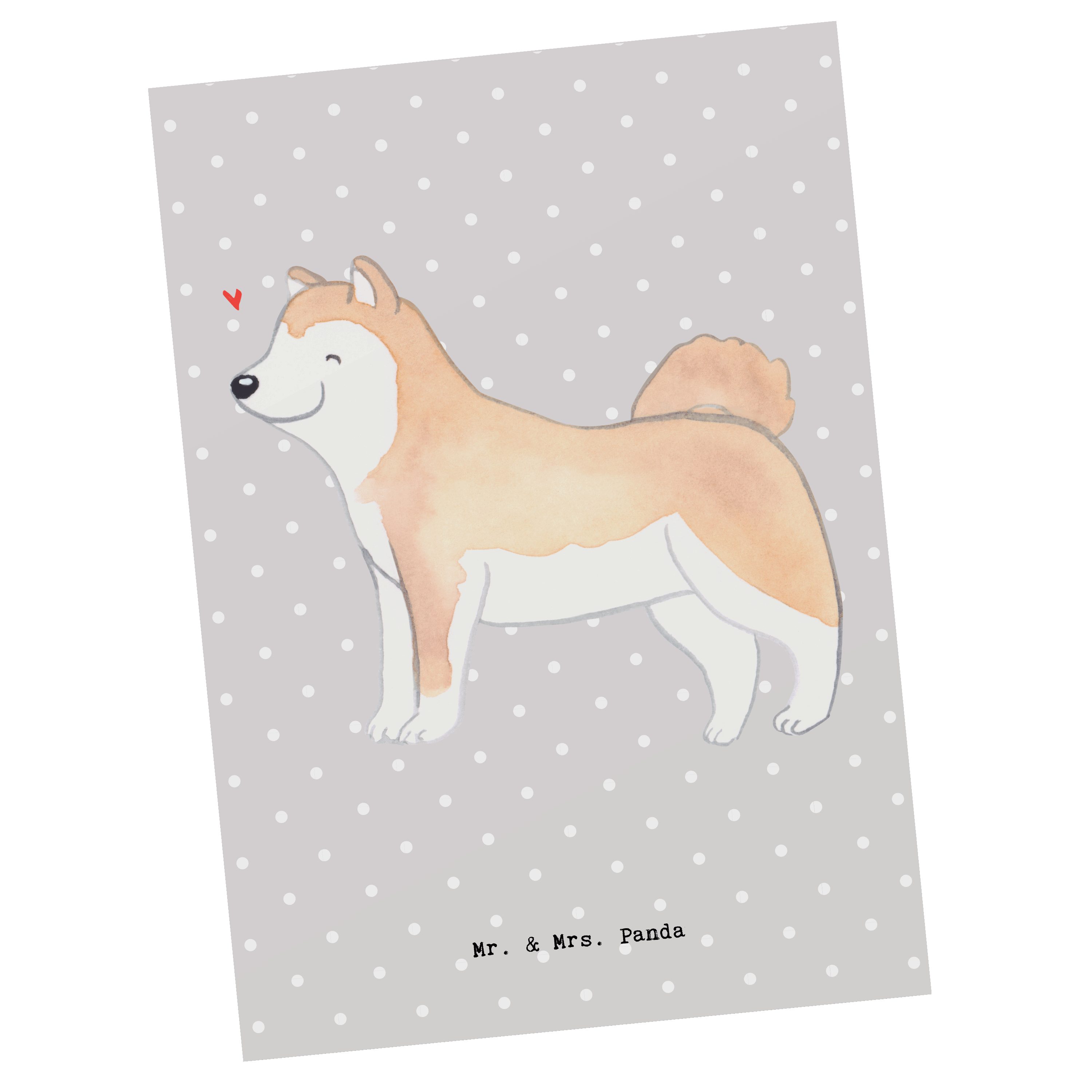 Mr. & Mrs. Panda Geschenk, Pastell Lebensretter - Inu Hundeb Dankeskarte, Grau Akita Postkarte 