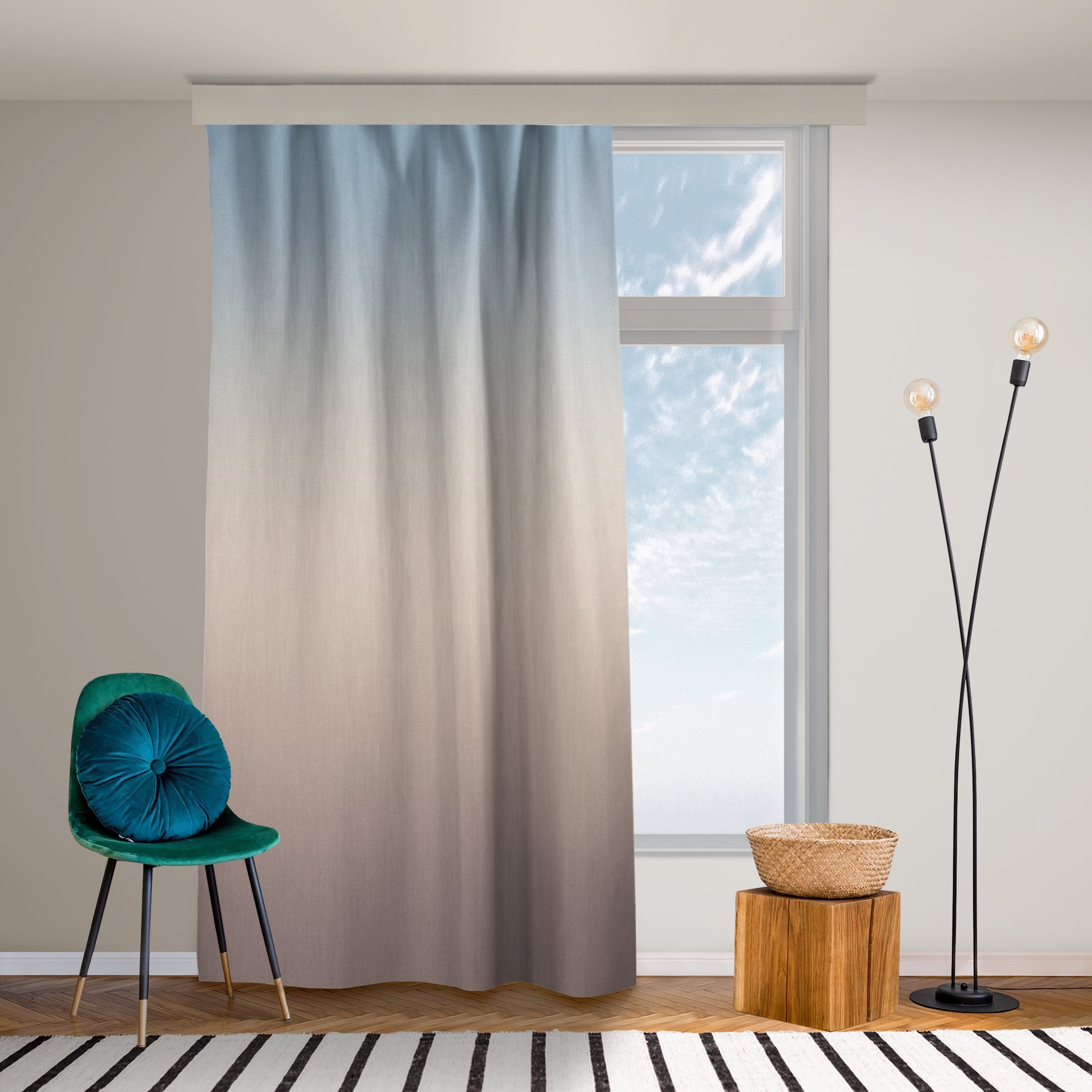 Bilderdepot24 Vorhang Gardine Abstrakt Modern Blau-Beige günstig online kaufen