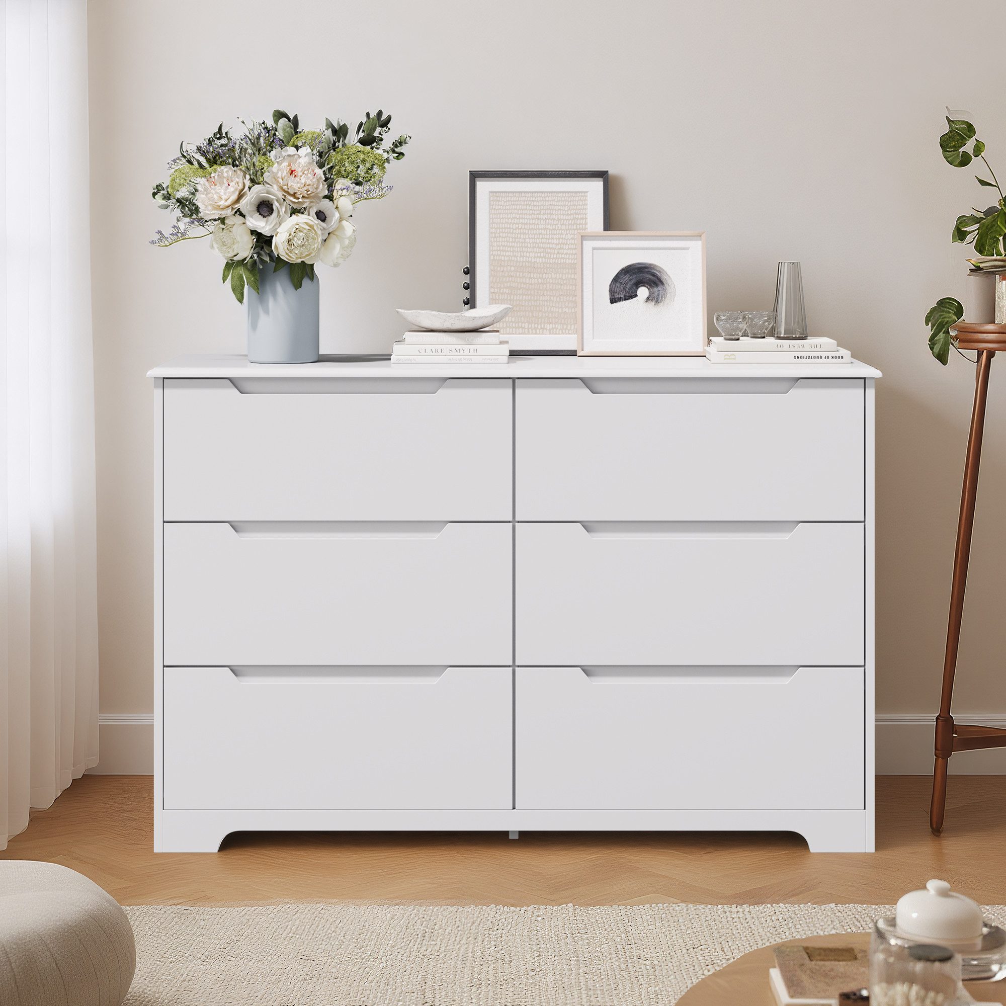 Bealife Kommode weiß, Kommode mit Schubladen, Schrank mit Schubladen, für Wohnzimmer