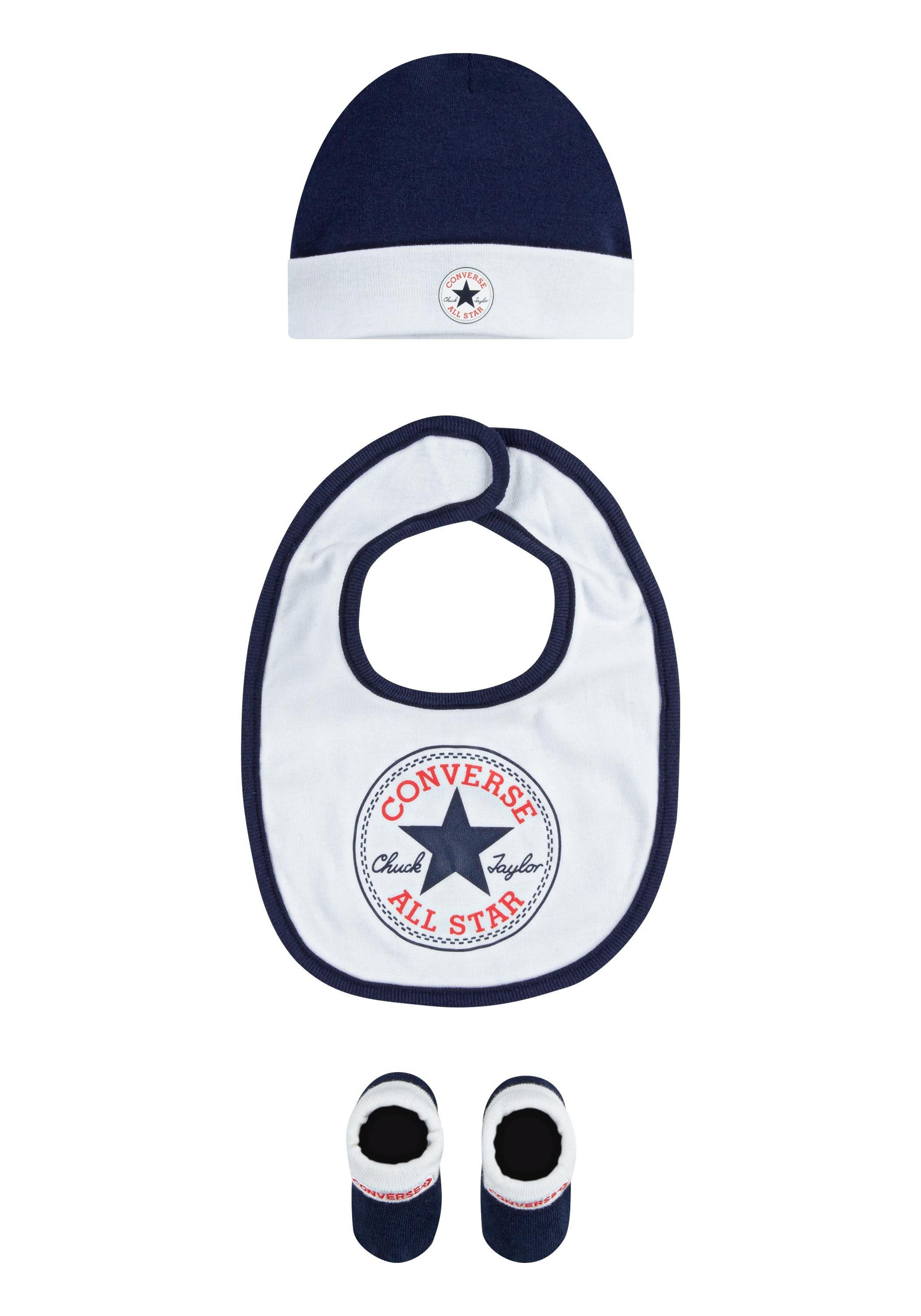 Converse Neugeborenen-Geschenkset CHUCK INFANT HAT BIB BOOTIE SET 3PC (3-tlg) für Babys