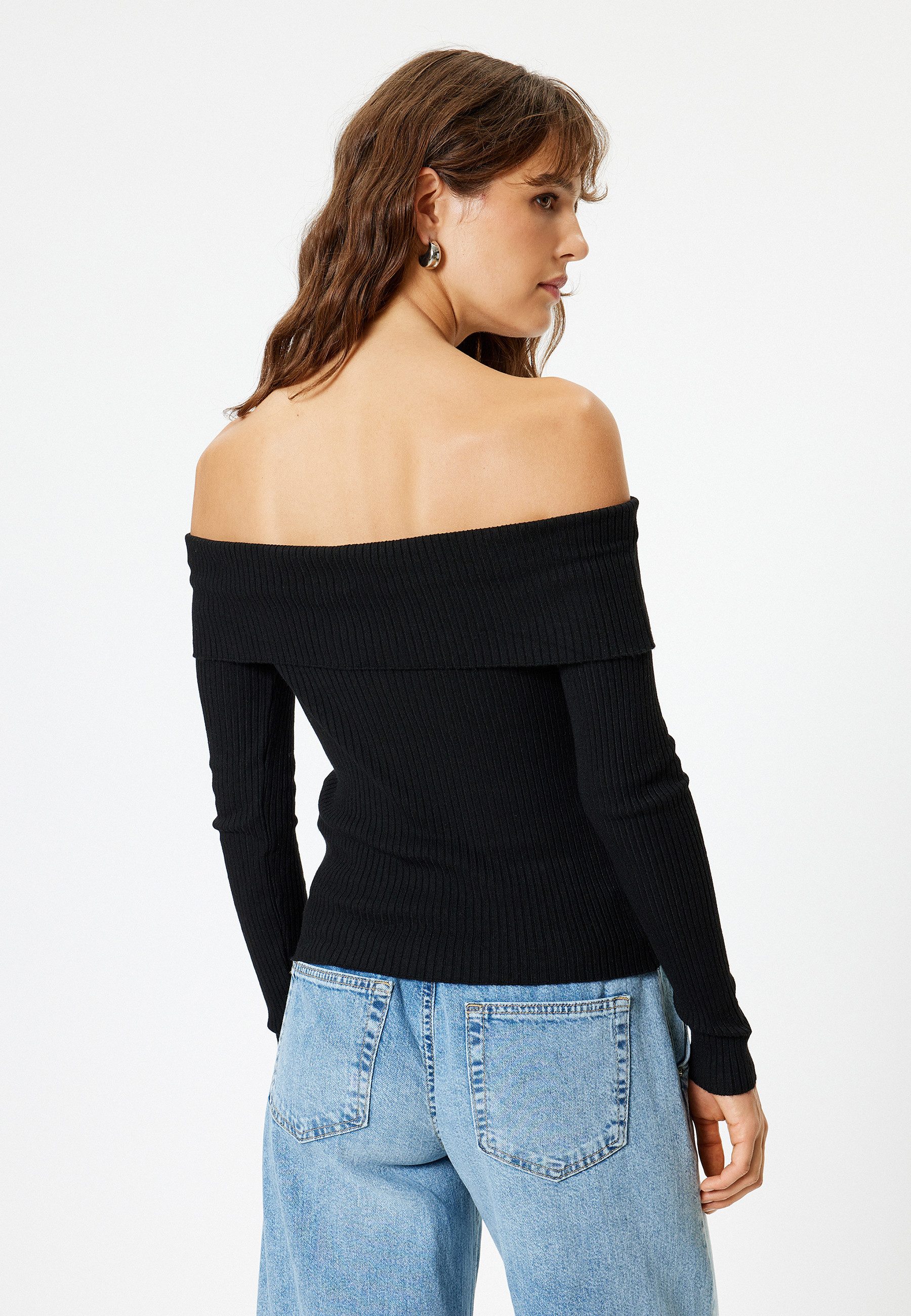 Koton Strickpullover Halb Schulterfrei Regular