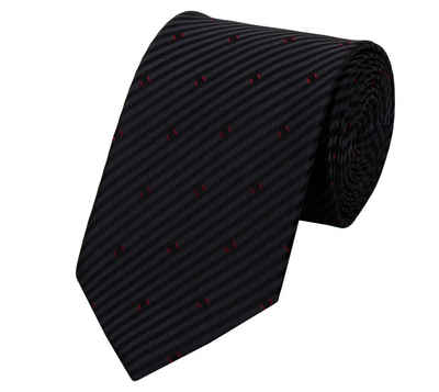 Fabio Farini Krawatte Schwarze Herren Krawatten - dunkle Schlips in 8cm Breite (ohne Box, Gemustert) Breit (8cm), Schwarz/rote Punkte