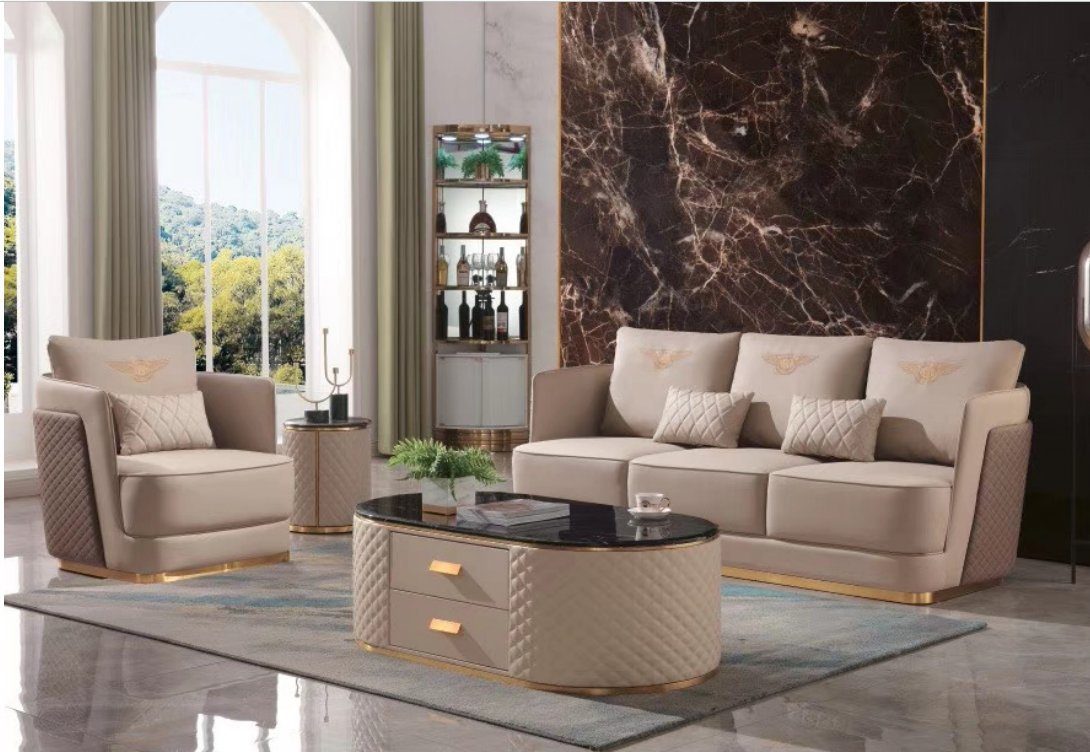 Wohnzimmer-Set JVmoebel 3+1 Beistelltisch Sofa Komplett Couchtisch Wohnlandschaft Designer Set