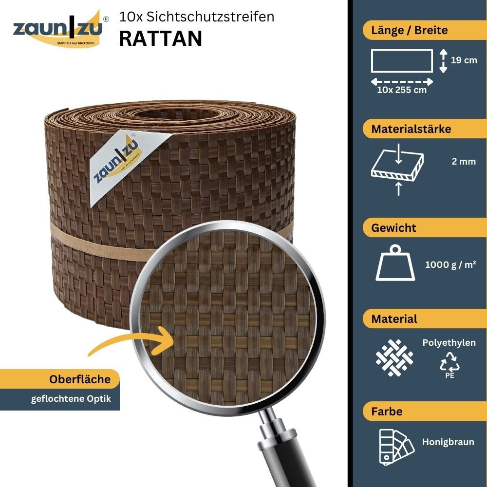zaunzu Sichtschutzstreifen Rattan für Doppelstabmatten UV-beständig günstig online kaufen
