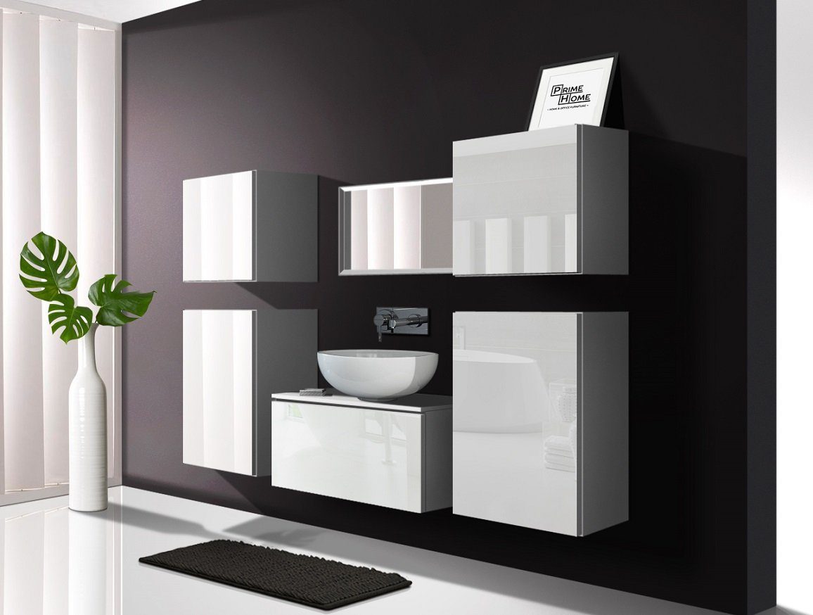 ROYAL24_MARKT Badmöbel-Set Hochwertige Designs für zeitgemäße Badezimmer, (Komplett Set, 7-St., ALIUS 19), Premium-Qualität - Moderne Eleganz - Hochwertigen Materialien