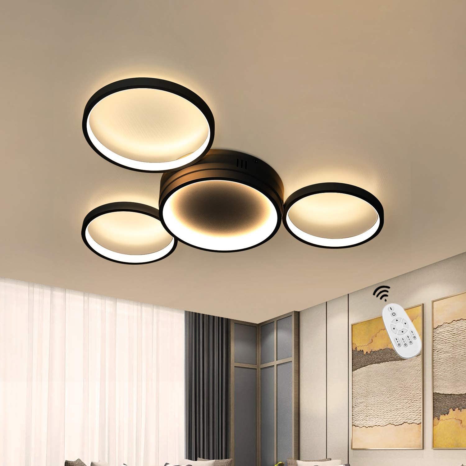Nettlife LED Deckenleuchte Dimmbar Metall Schwarz günstig online kaufen